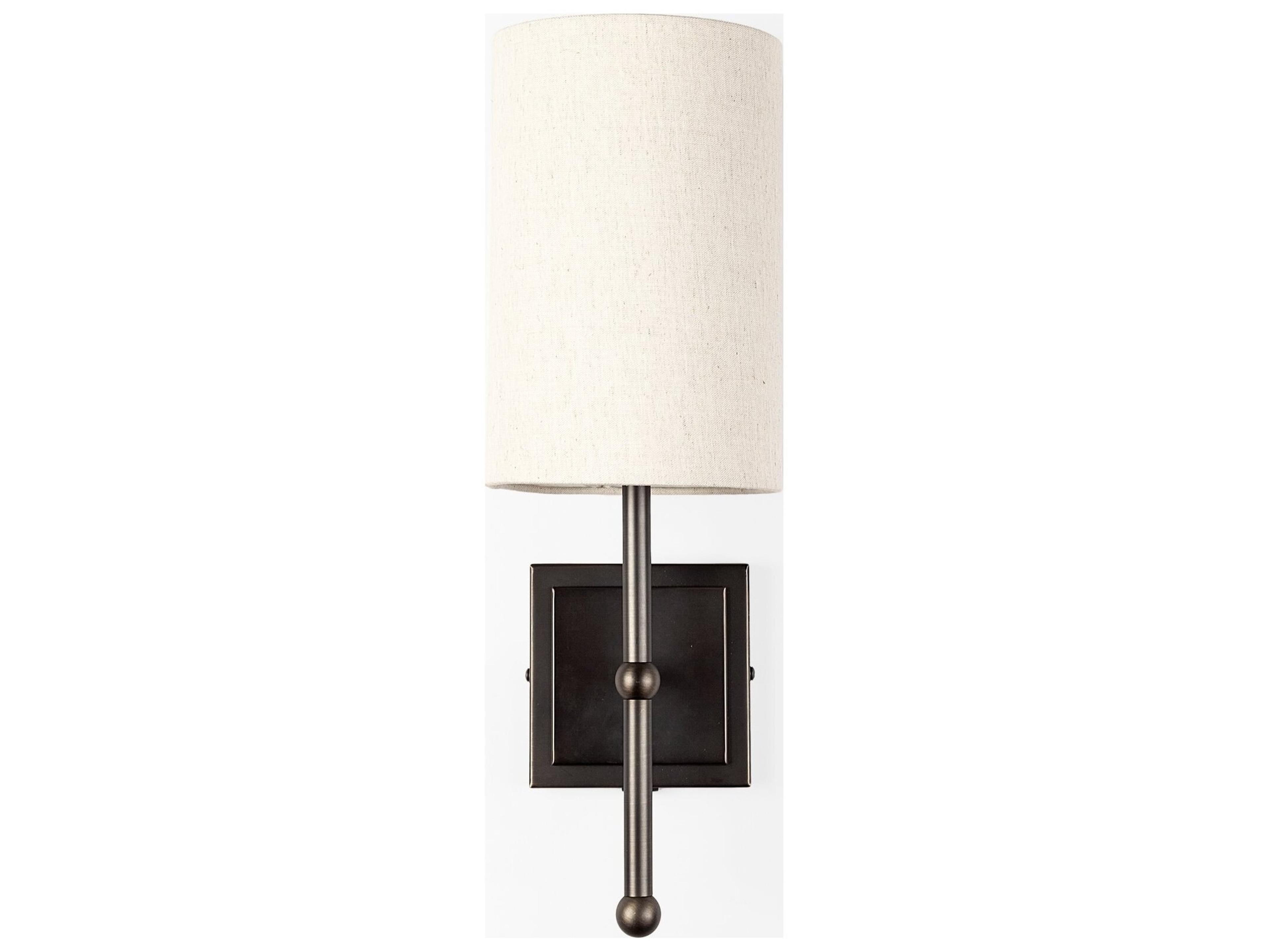 Mercana Bourgeois II 9x16 White Fabric Shade Brown Metal Base Wall Sconce