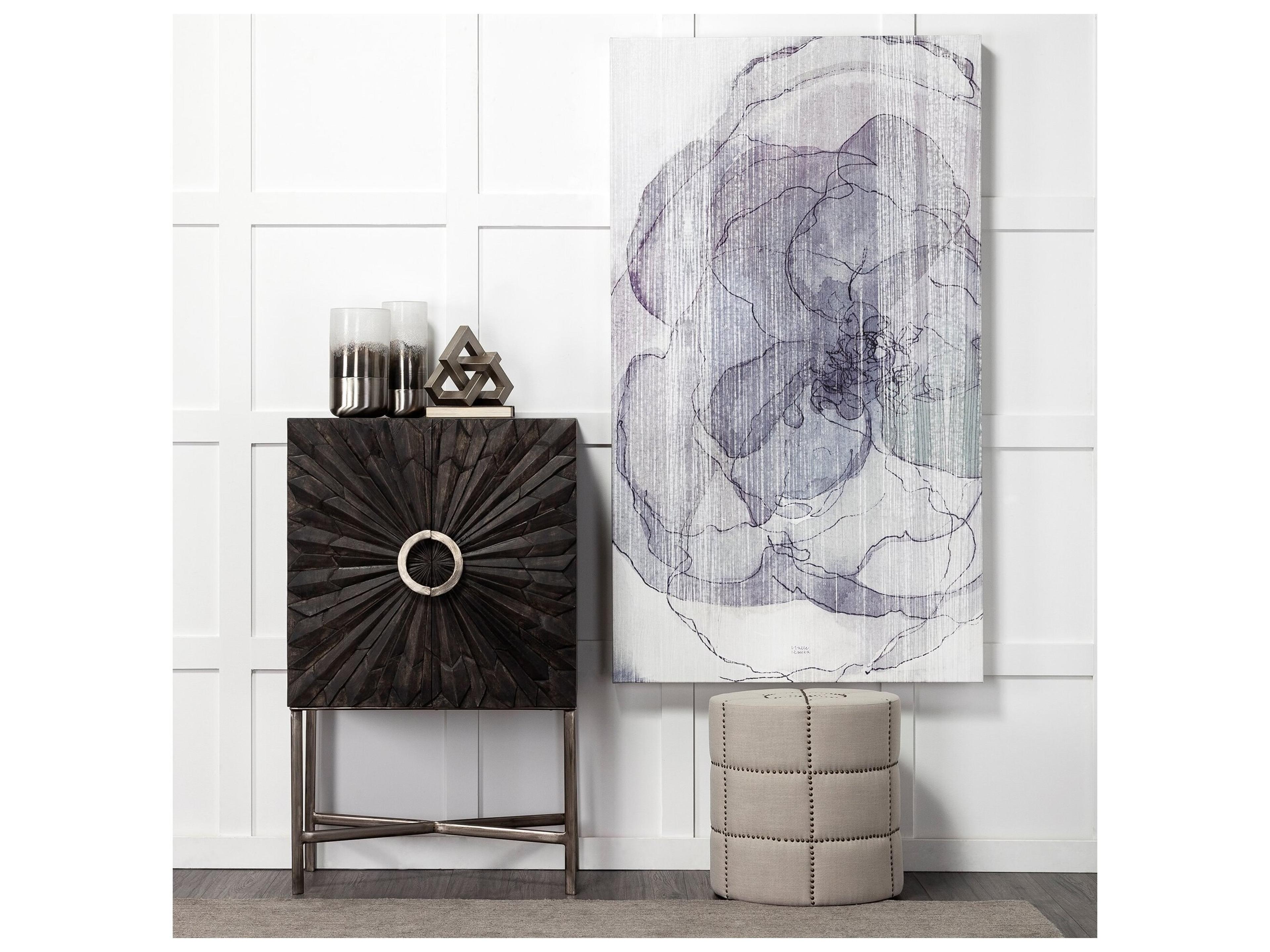 Mercana Baltic II Large White Brushed Silver Metal Bottom Glass Vase