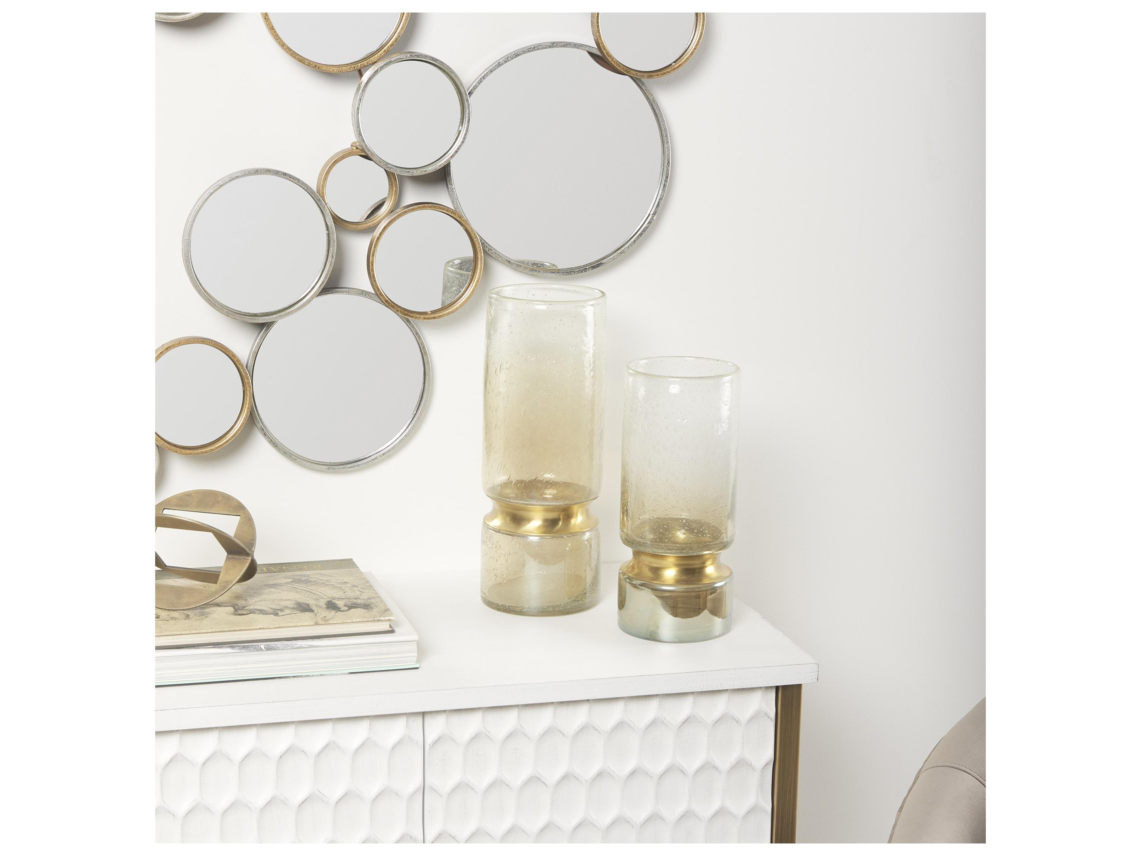 Mercana Adriatic II Large Brushed Gold Metal Glass Vase