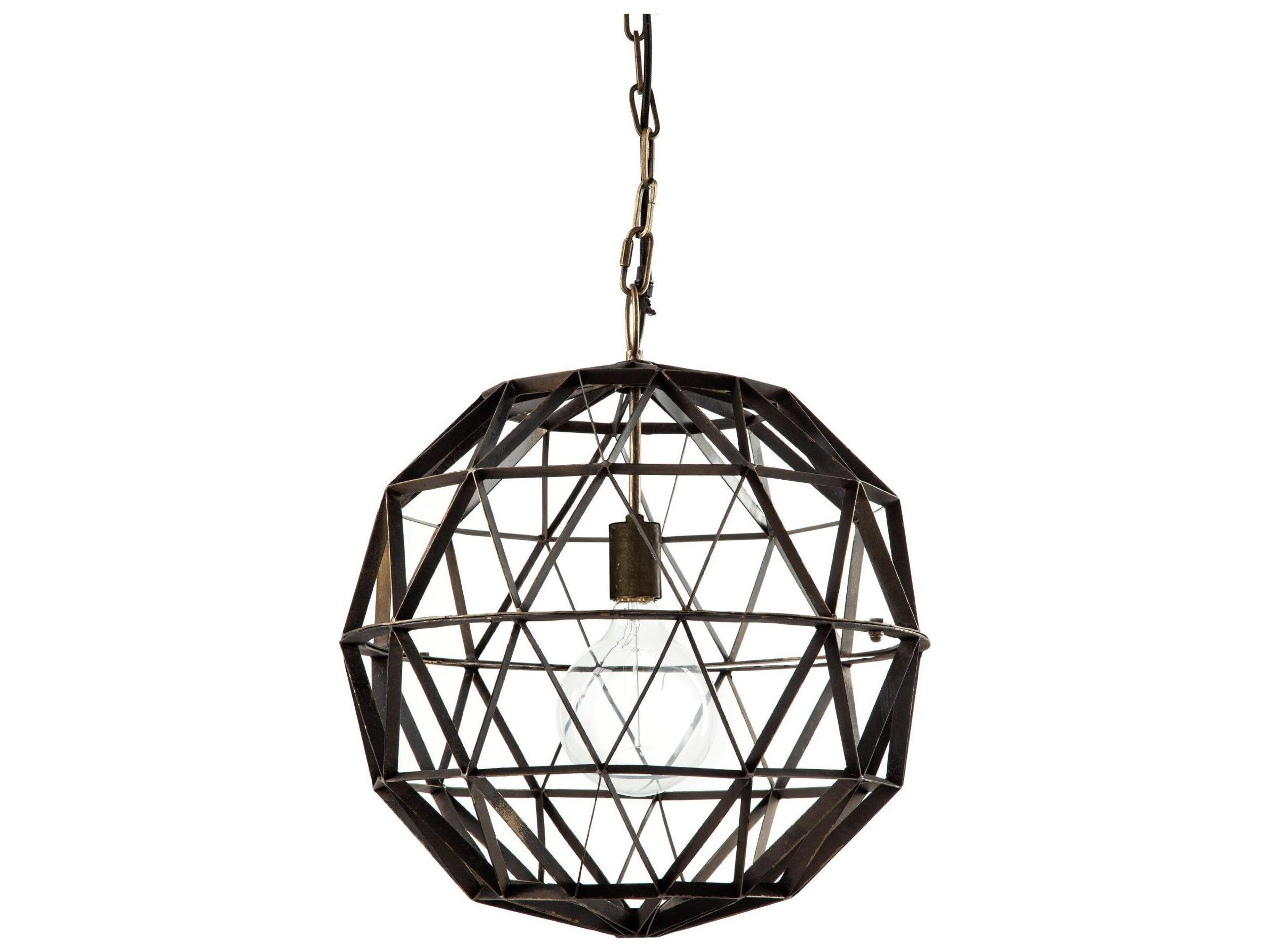 Dyson I 18x18 Black Metal Triangular Orb Pendant Light