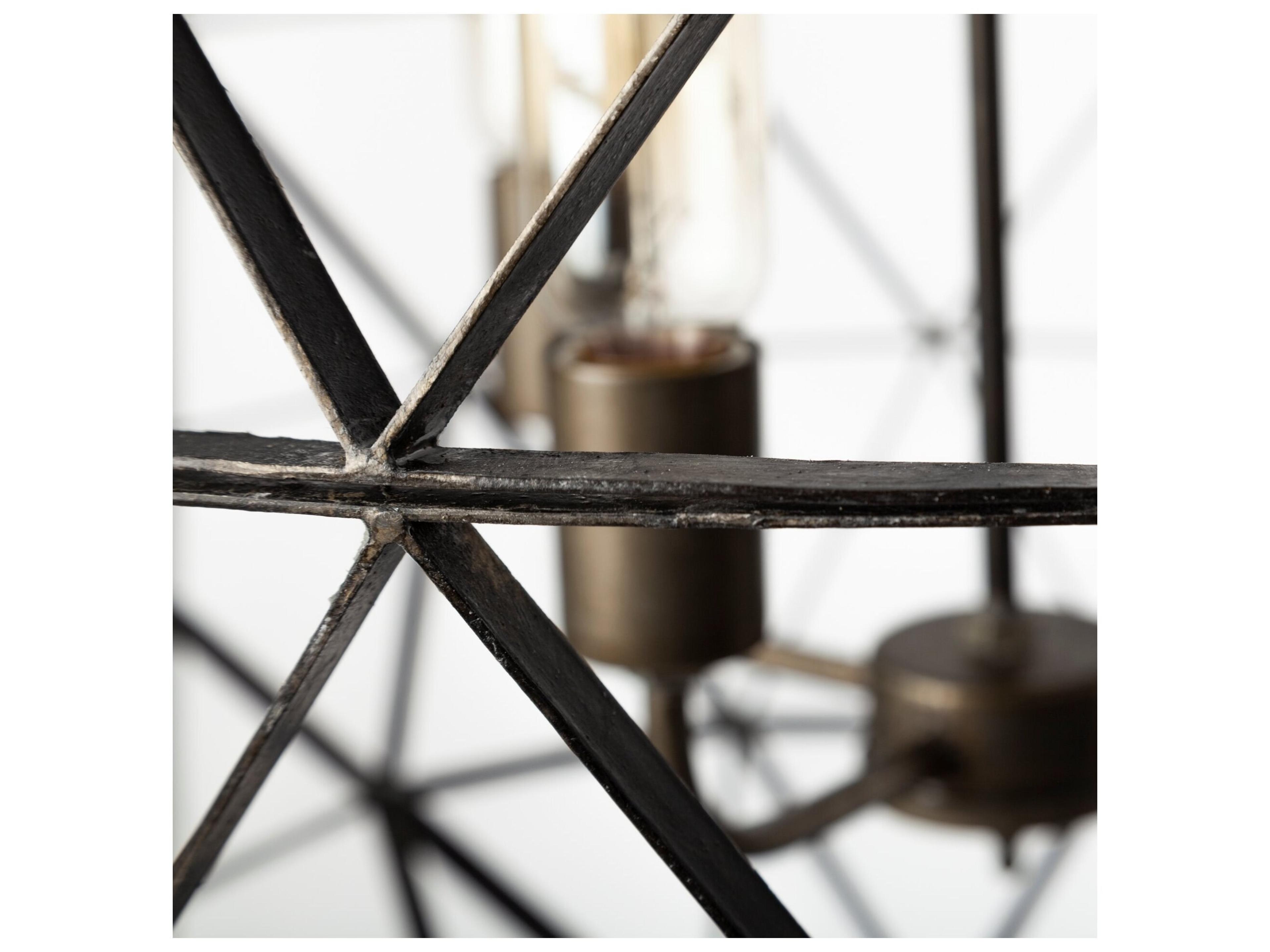 Mercana Dyson II (22.5"D) Black Metal Triangular Orb Four Bulb Chandelier