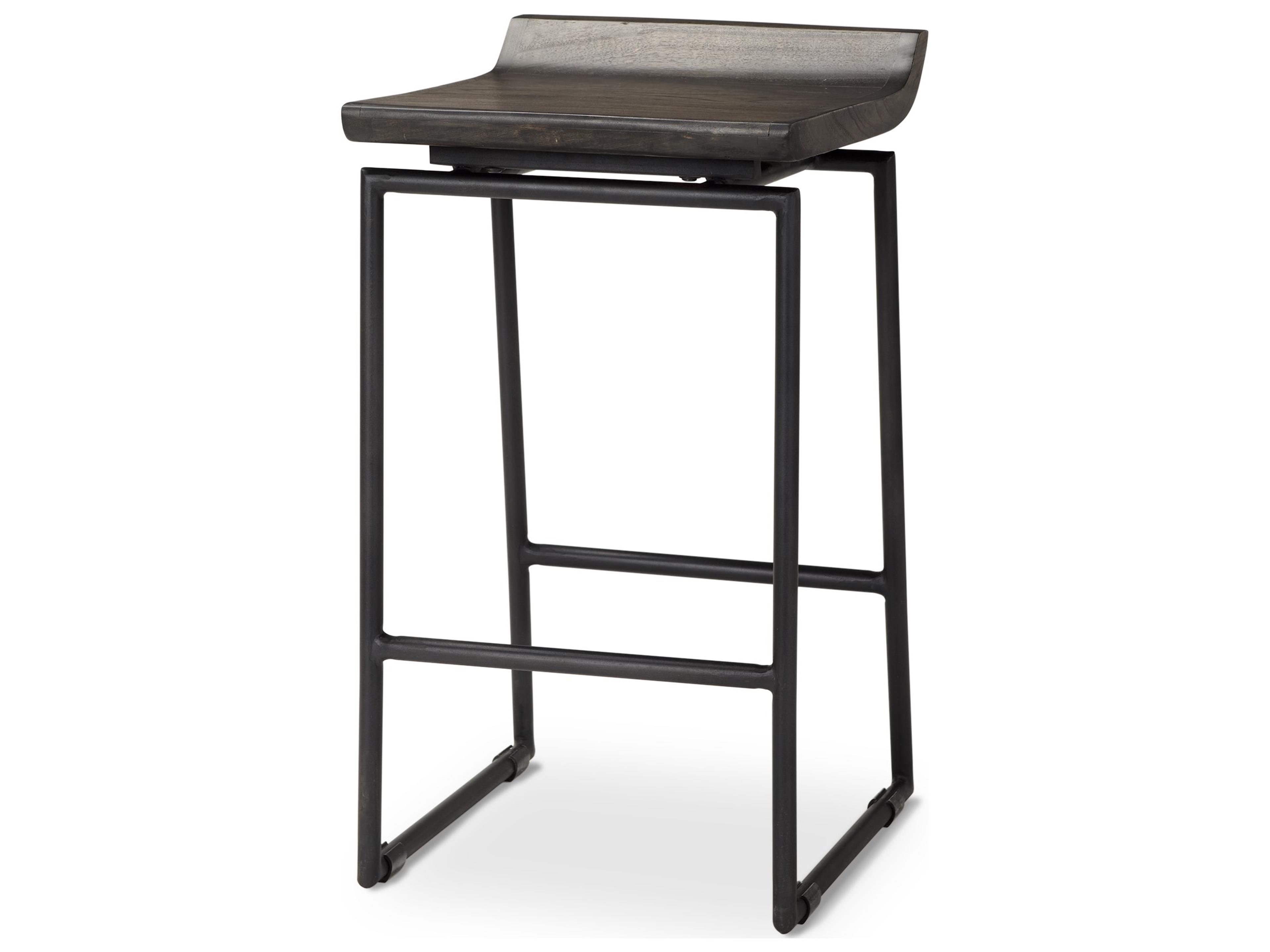Givens 24.25"H Seat Height Black Wood Seat Black Frame Stool