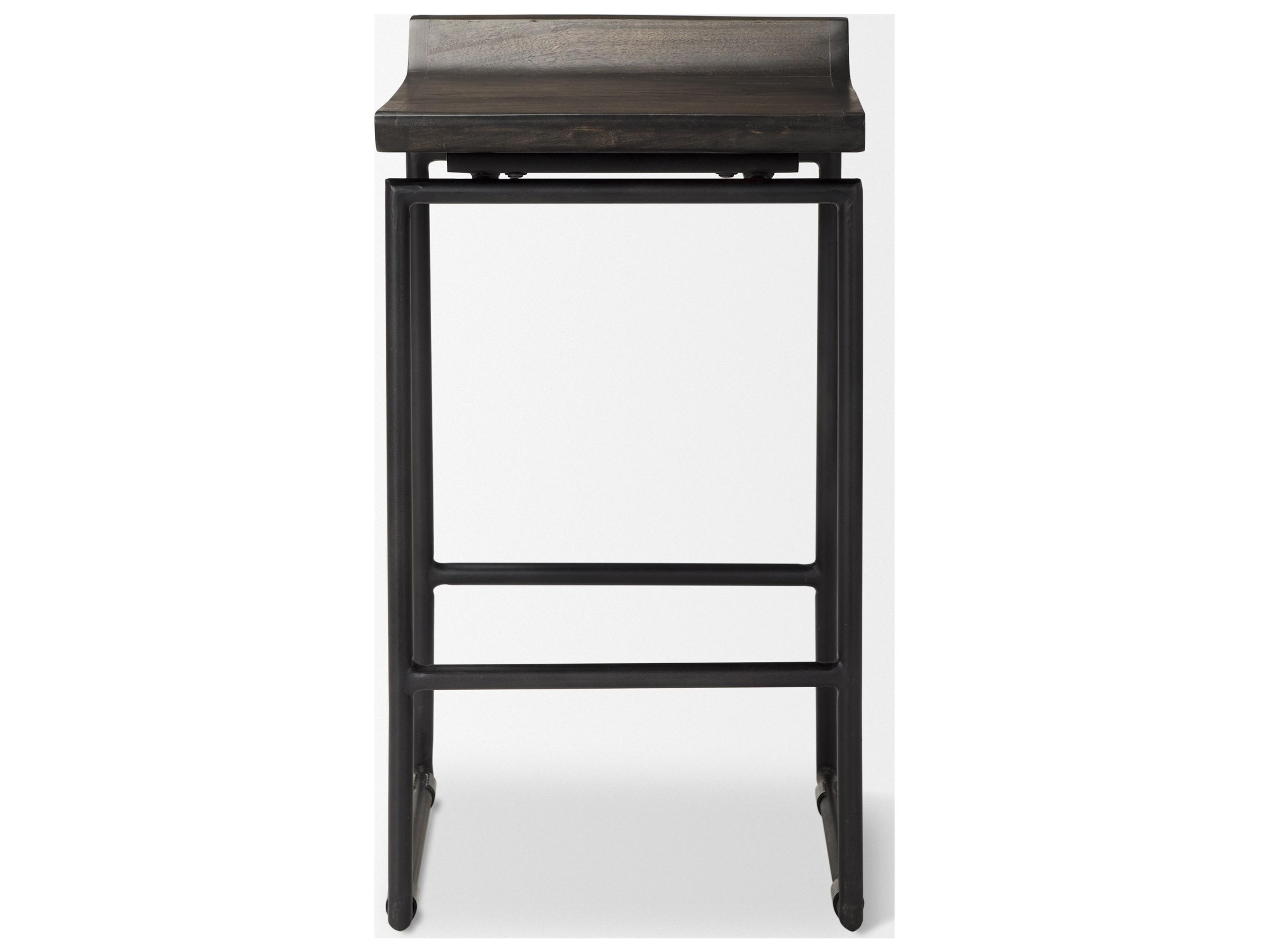 Mercana Givens 24.25"H Seat Height Black Wood Seat Black Frame Stool