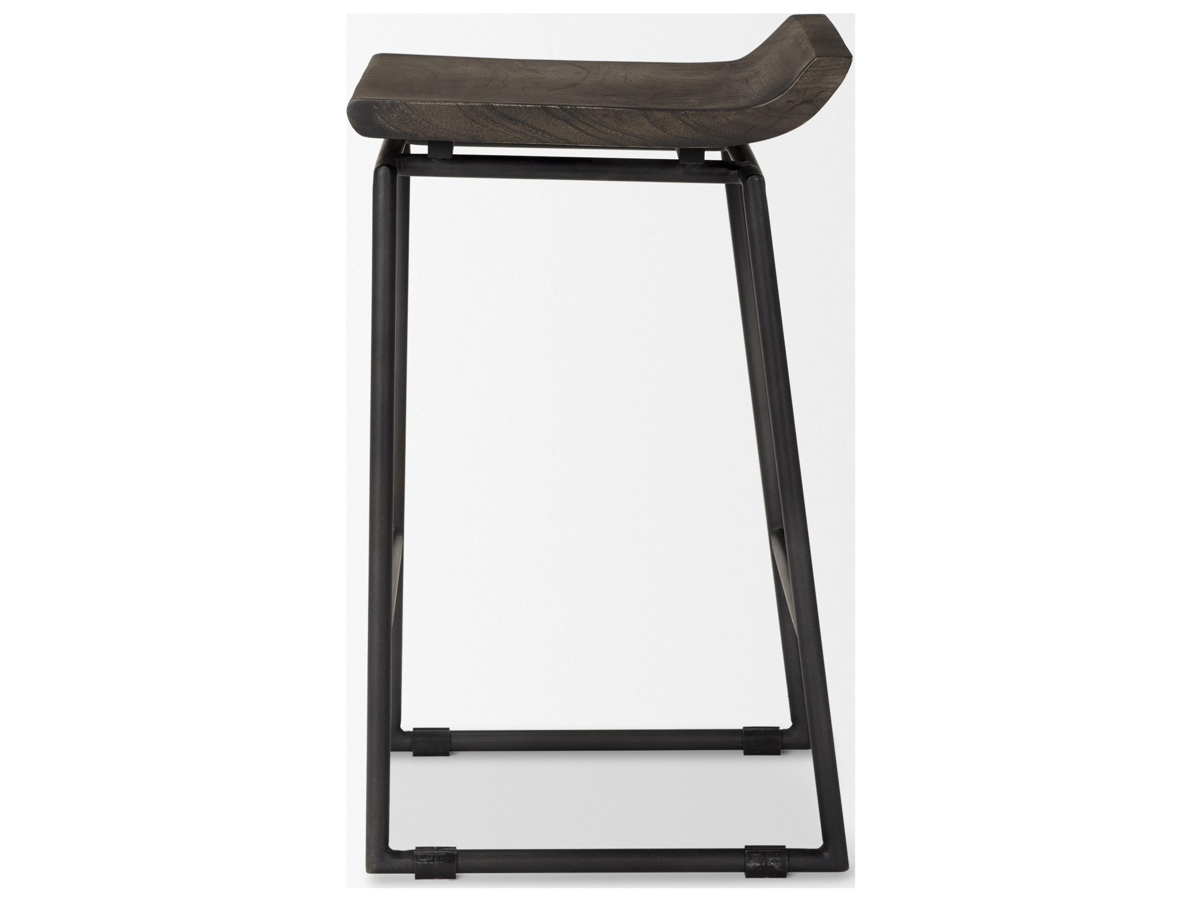 Mercana Givens 24.25"H Seat Height Black Wood Seat Black Frame Stool