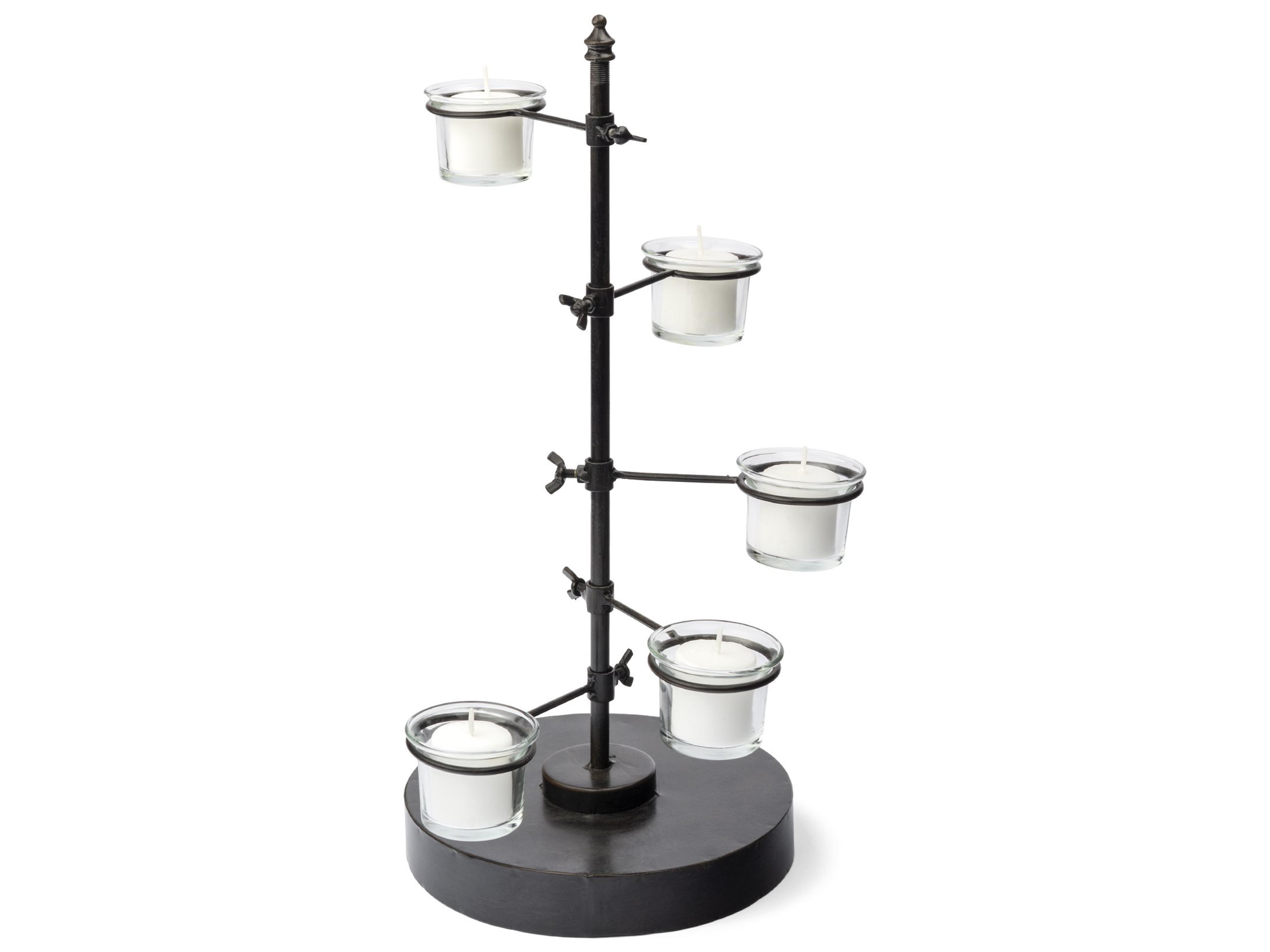 Mercana Jaran Black Metal Five Armed Tealight Table Candle Holder