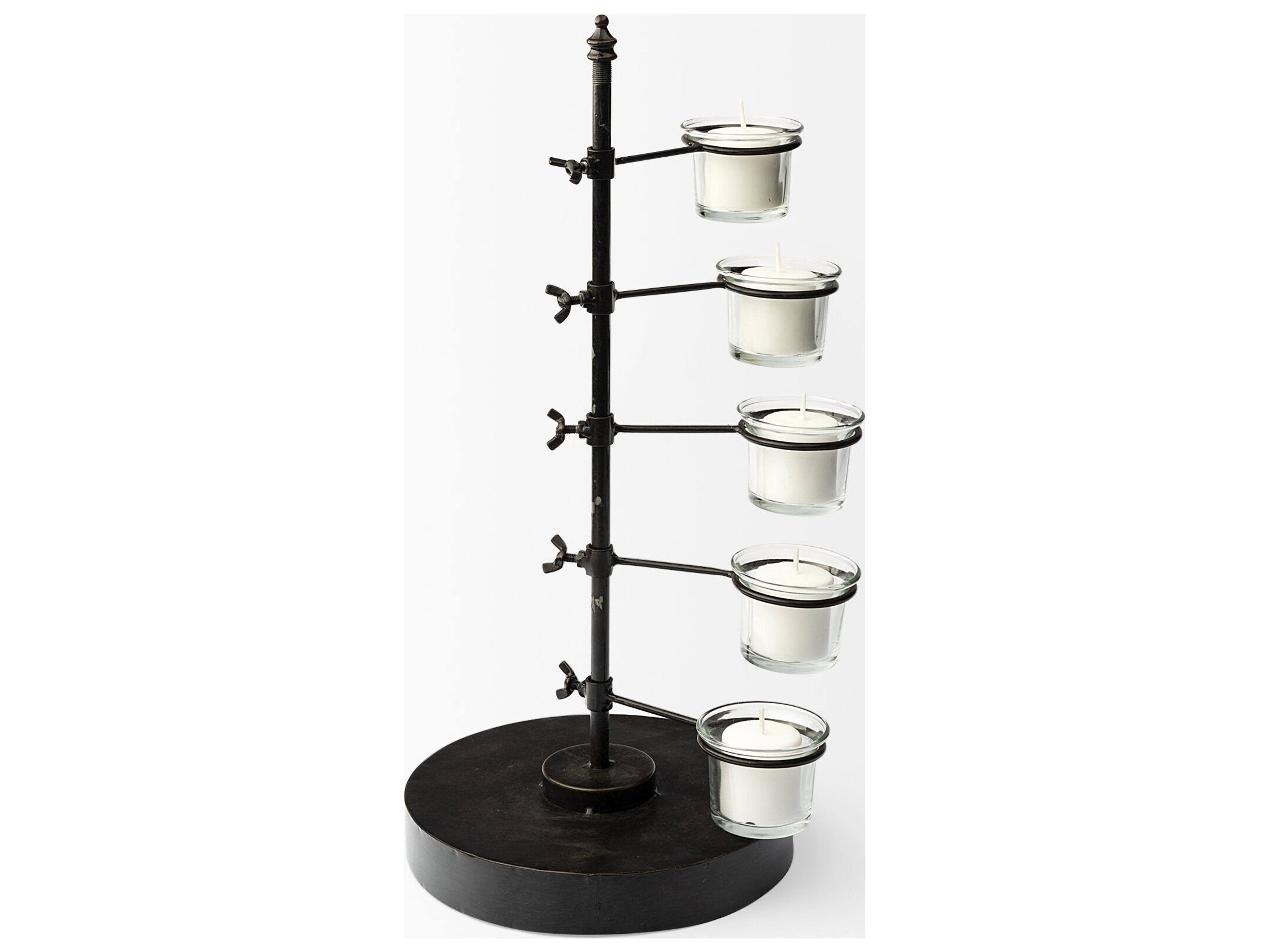 Mercana Jaran Black Metal Five Armed Tealight Table Candle Holder