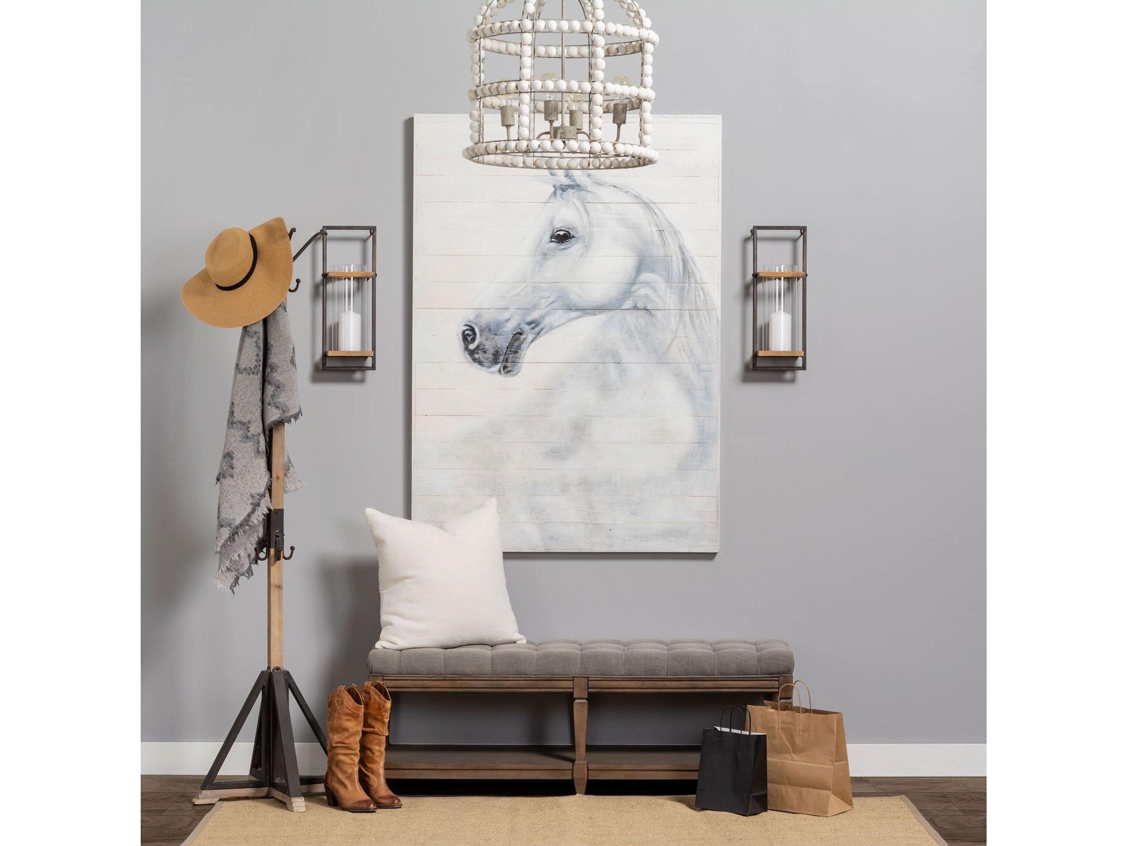 Mercana Lamda 22 x 75 Black Metal and Light Brown Wood Coat Rack