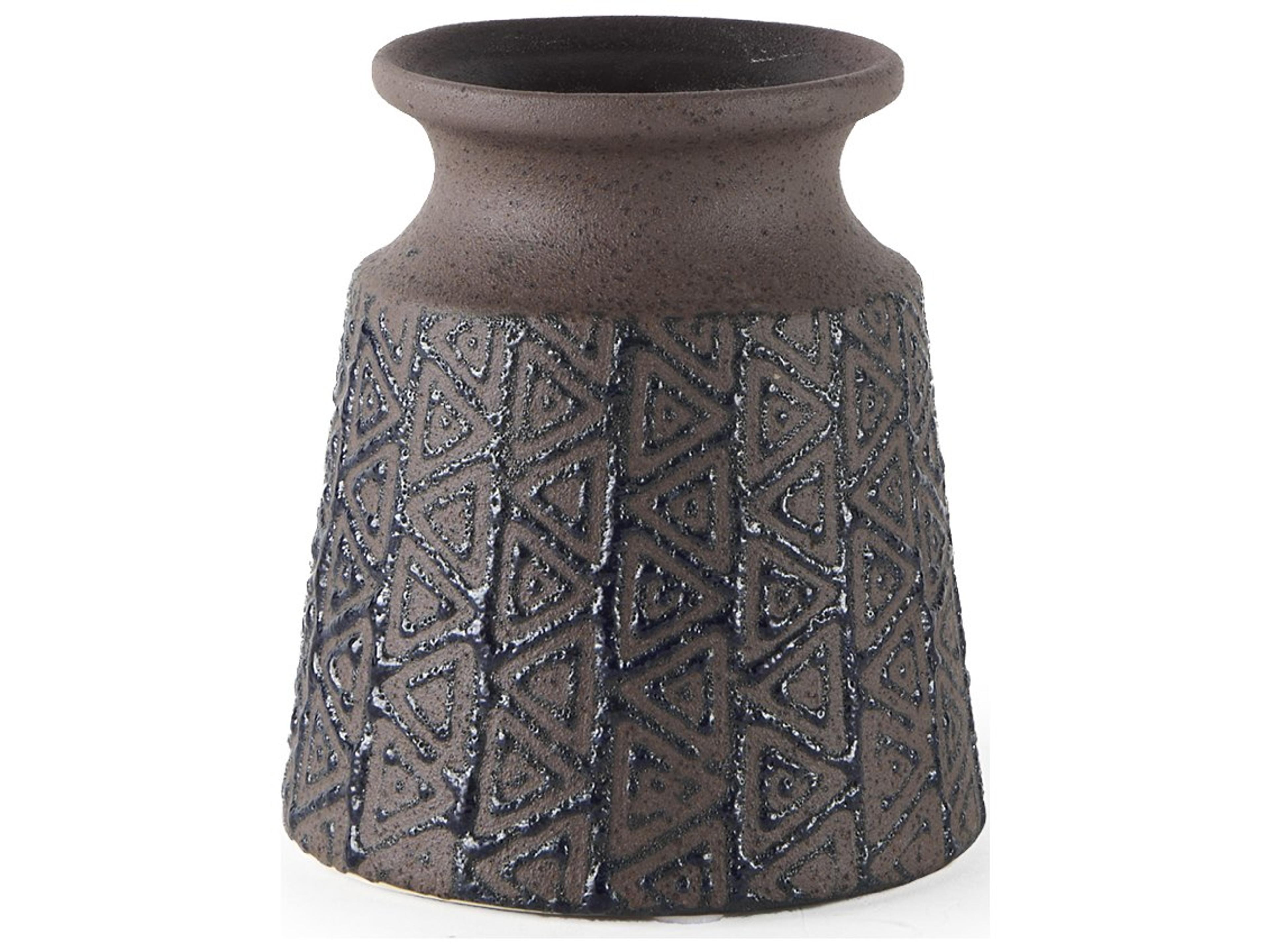 Sefina I Small Brown/Black Patterned Ceramic Vase
