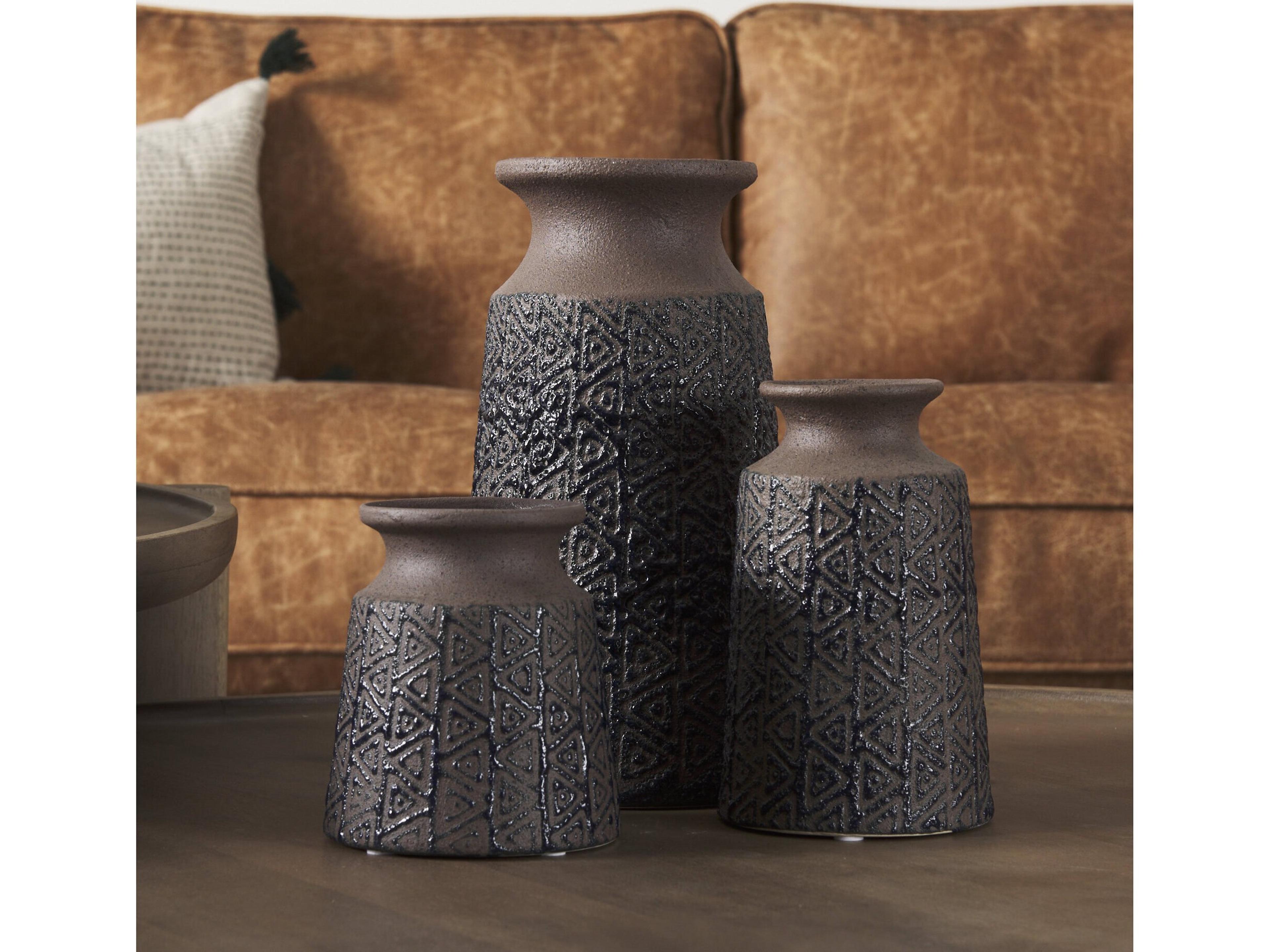 Mercana Sefina I Small Brown/Black Patterned Ceramic Vase