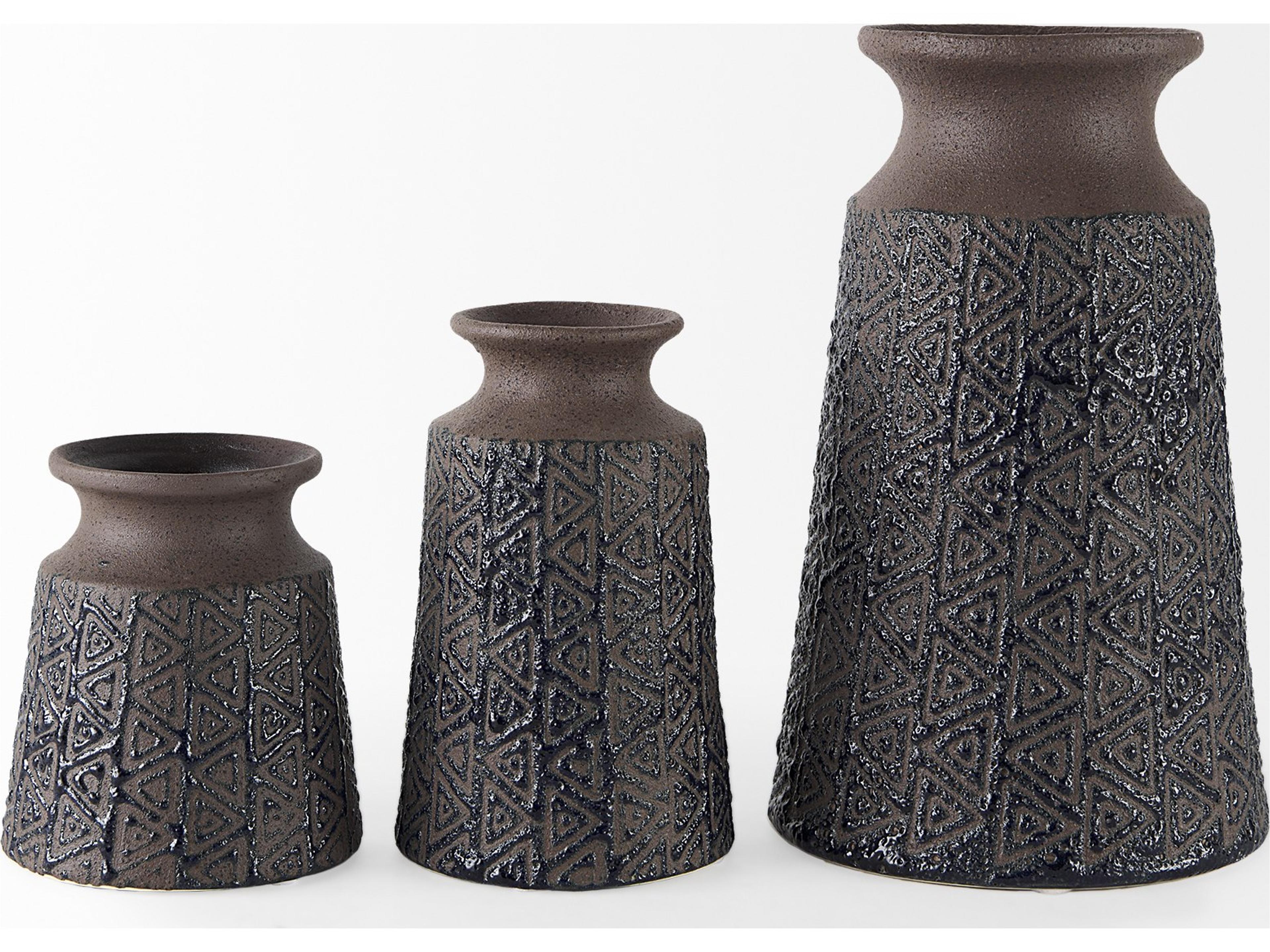 Mercana Sefina I Small Brown/Black Patterned Ceramic Vase
