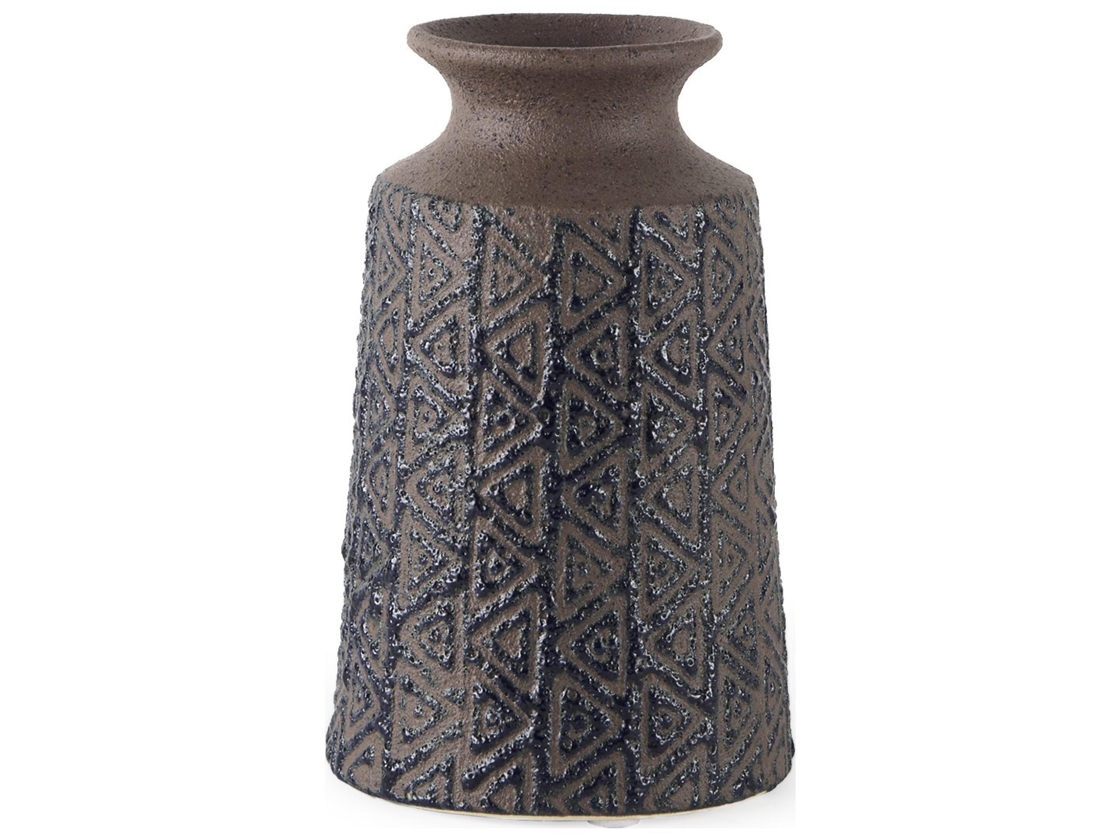 Sefina II Medium Brown/Black Patterned Ceramic Vase
