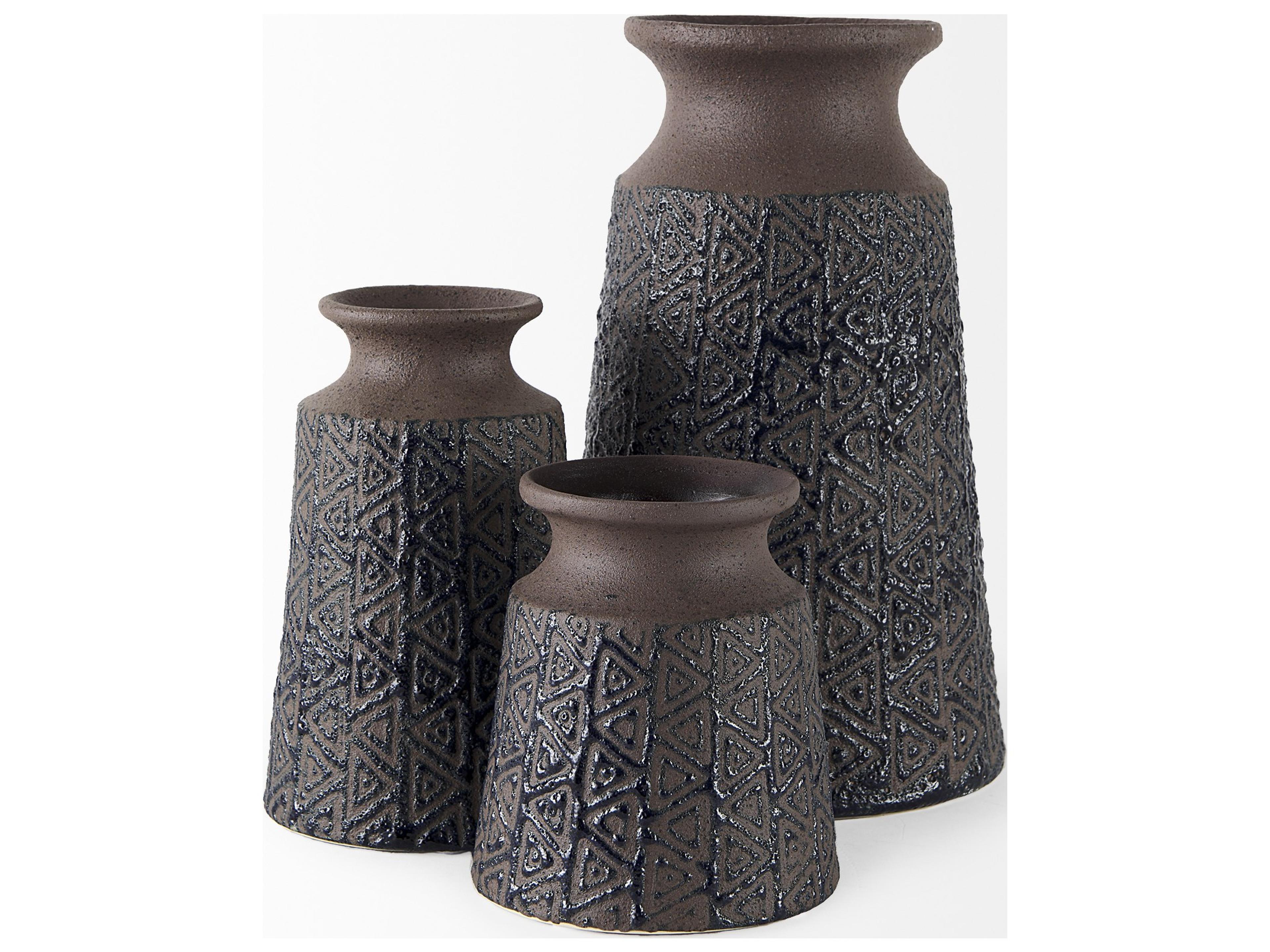 Mercana Sefina II Medium Brown/Black Patterned Ceramic Vase