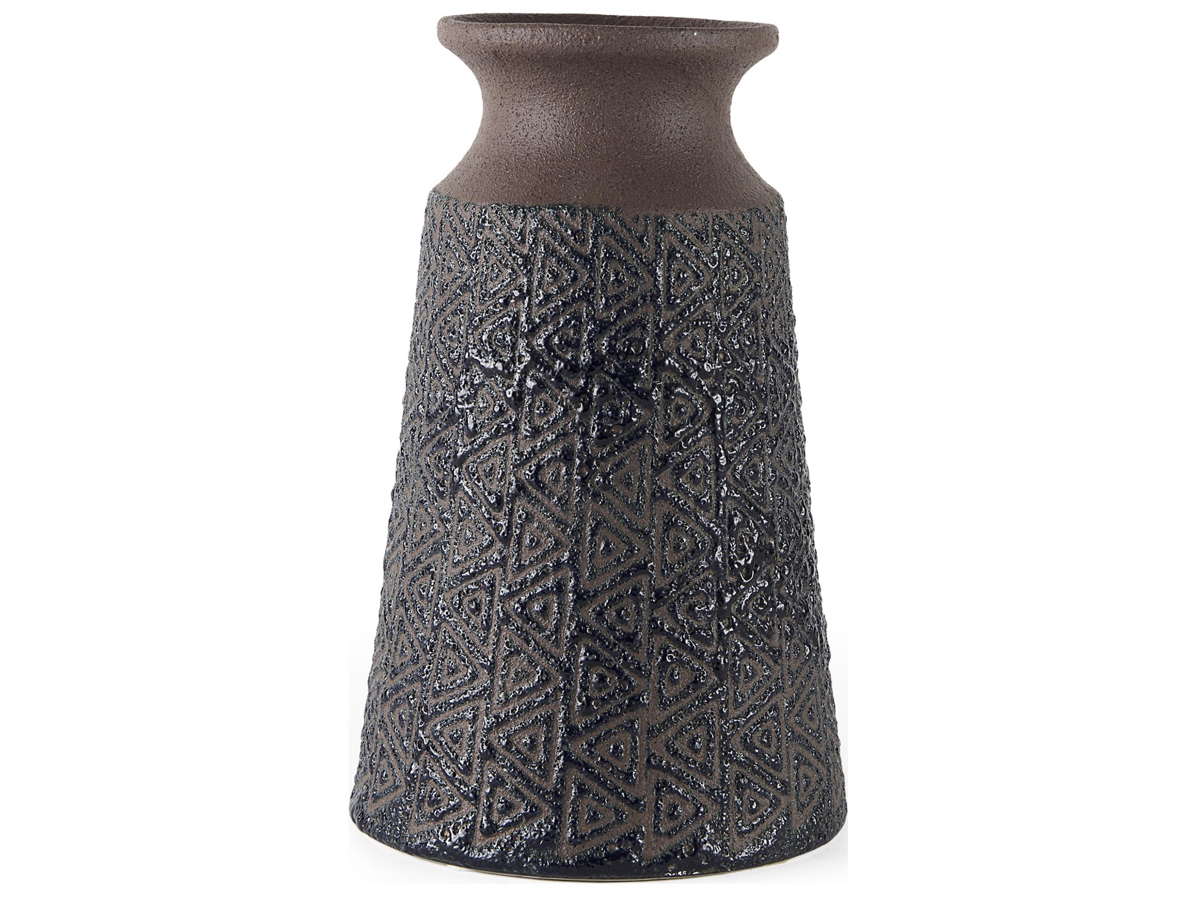 Sefina III Large Brown/Black Patterned Ceramic Vase