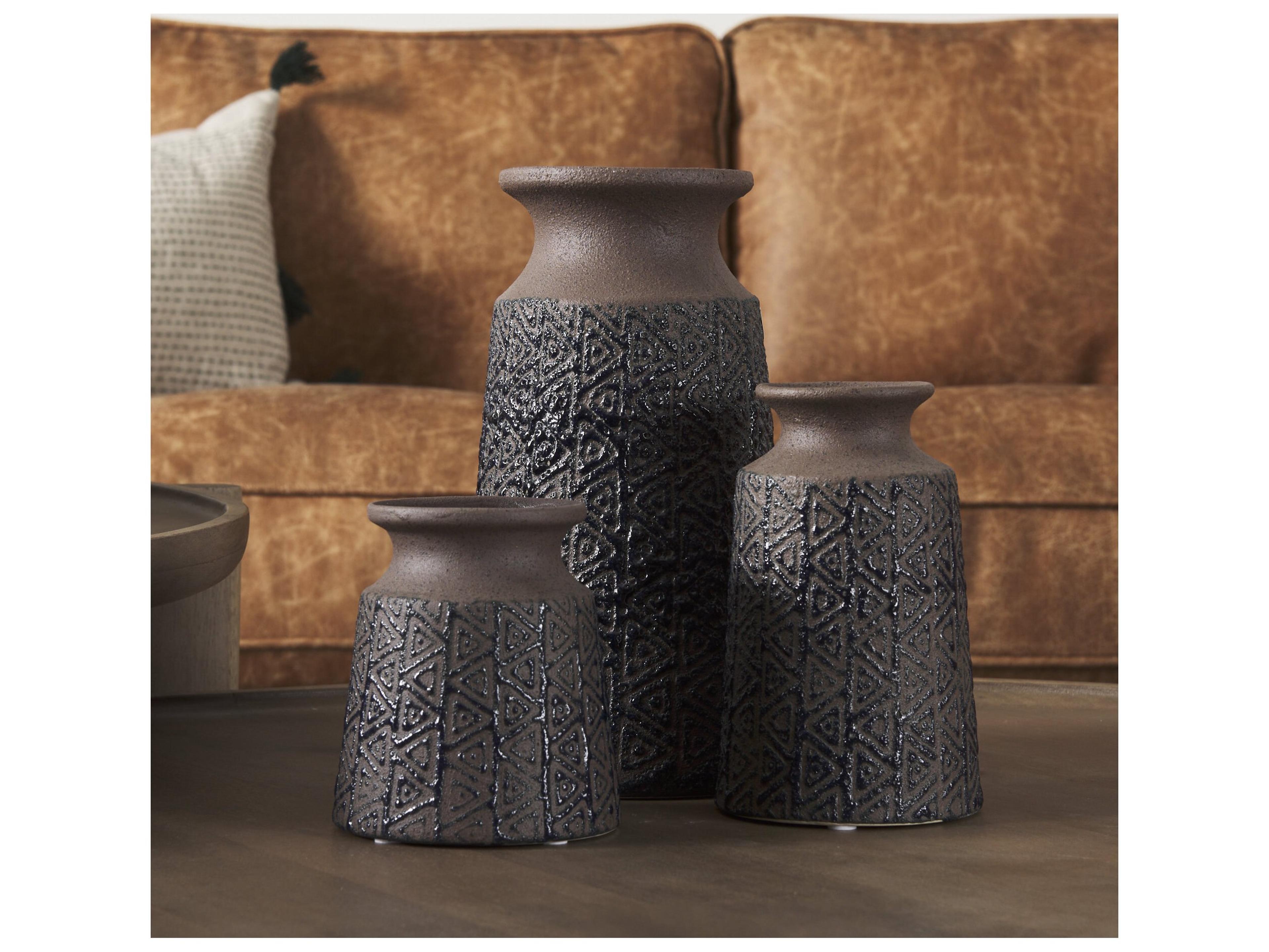 Mercana Sefina III Large Brown/Black Patterned Ceramic Vase