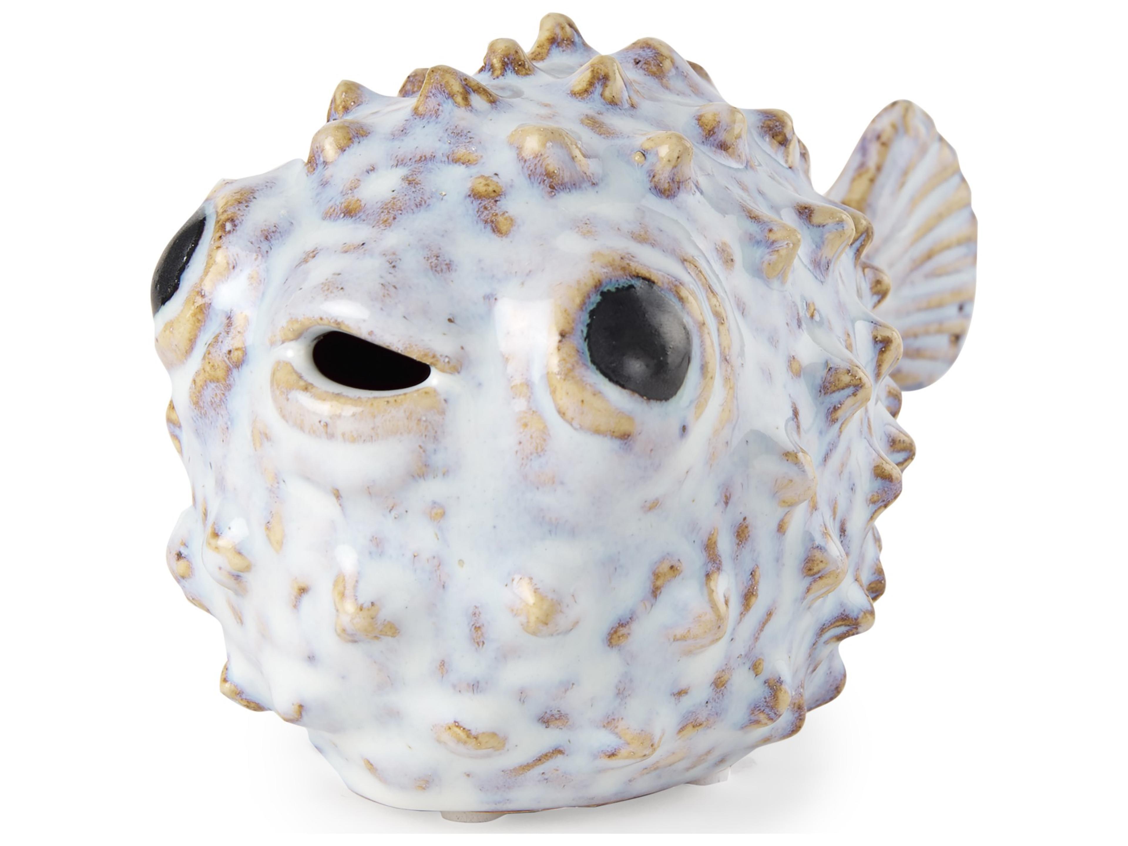 Spike I (Small) 8L x 4W Off-White Ceramic Puffer Fish