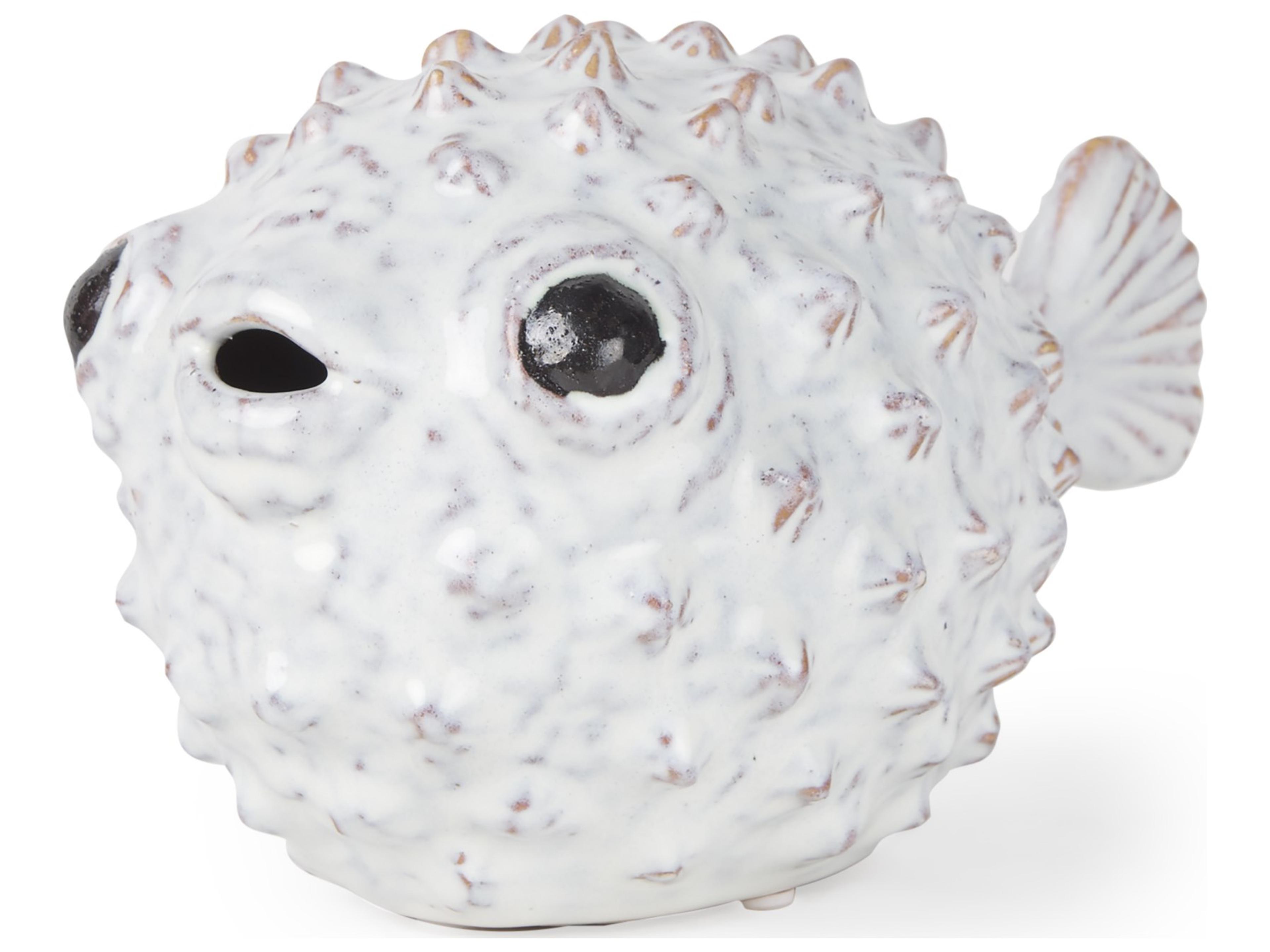 Spike II (Large) 10L x 6W Off-White Ceramic Puffer Fish