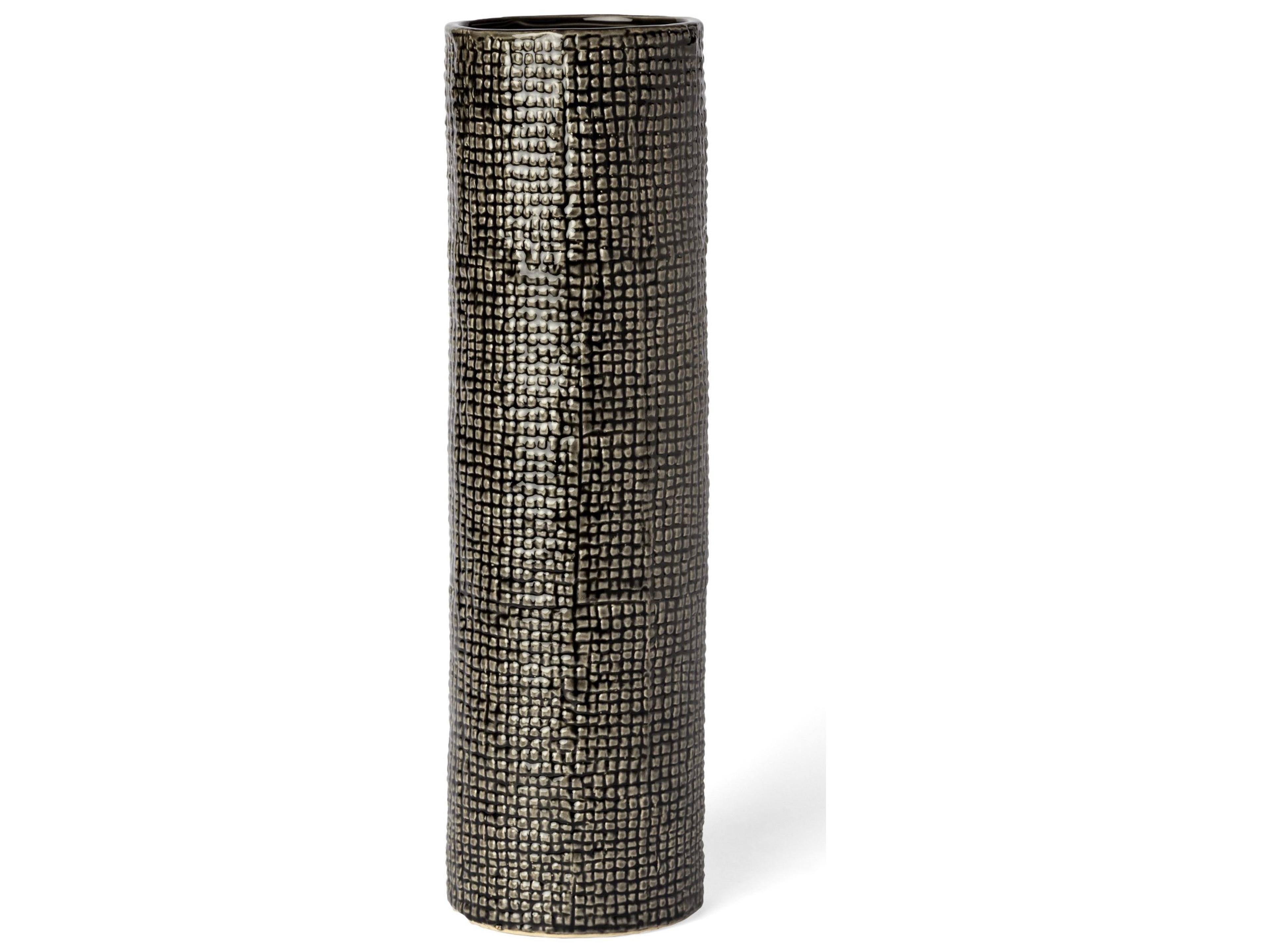 Kona III Large Black/Gold Cylindrical Ceramic Vase