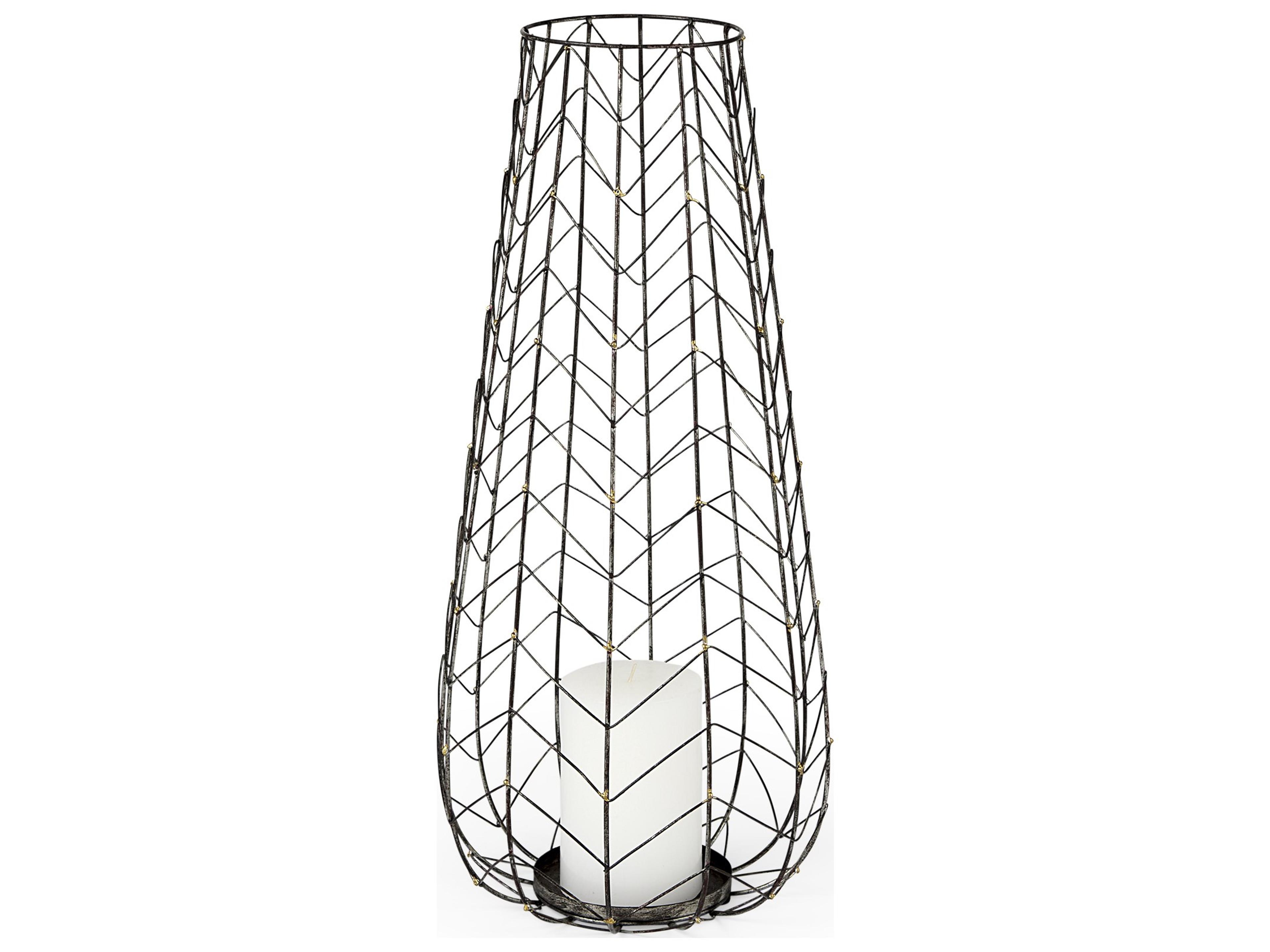 Petiole II Large Gold Toned Metal Table Candle Holder