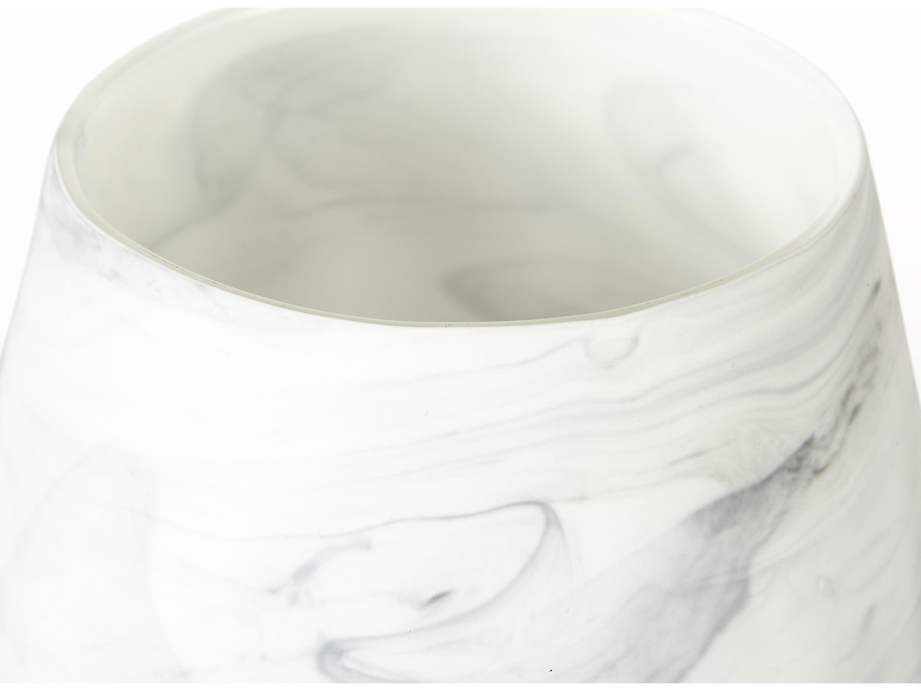 Mercana Volta I Short Gray Cream Glass Abstract Pattern Vase