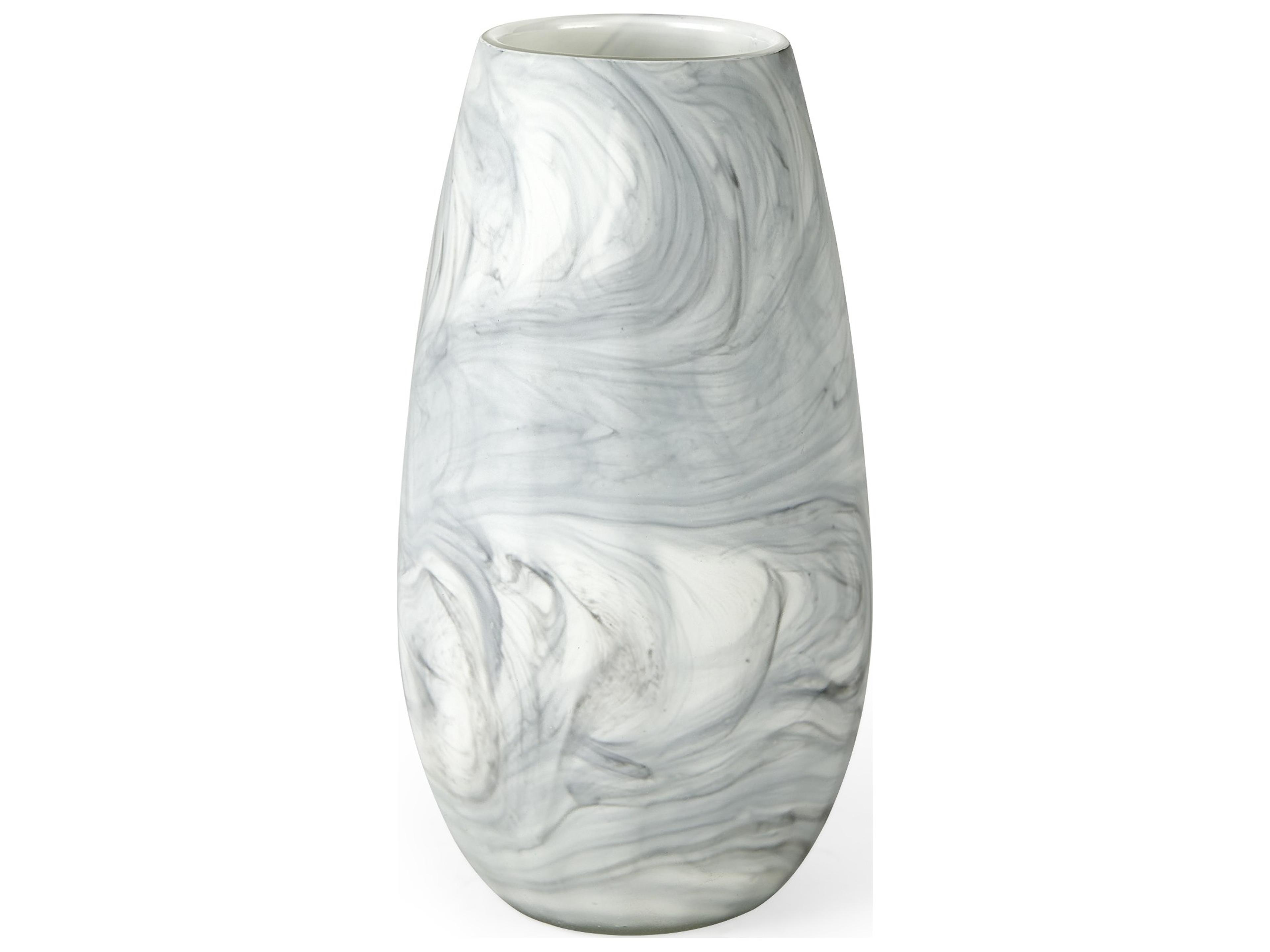 Volta II Tall White Gray Abstract Pattern Glass Vase