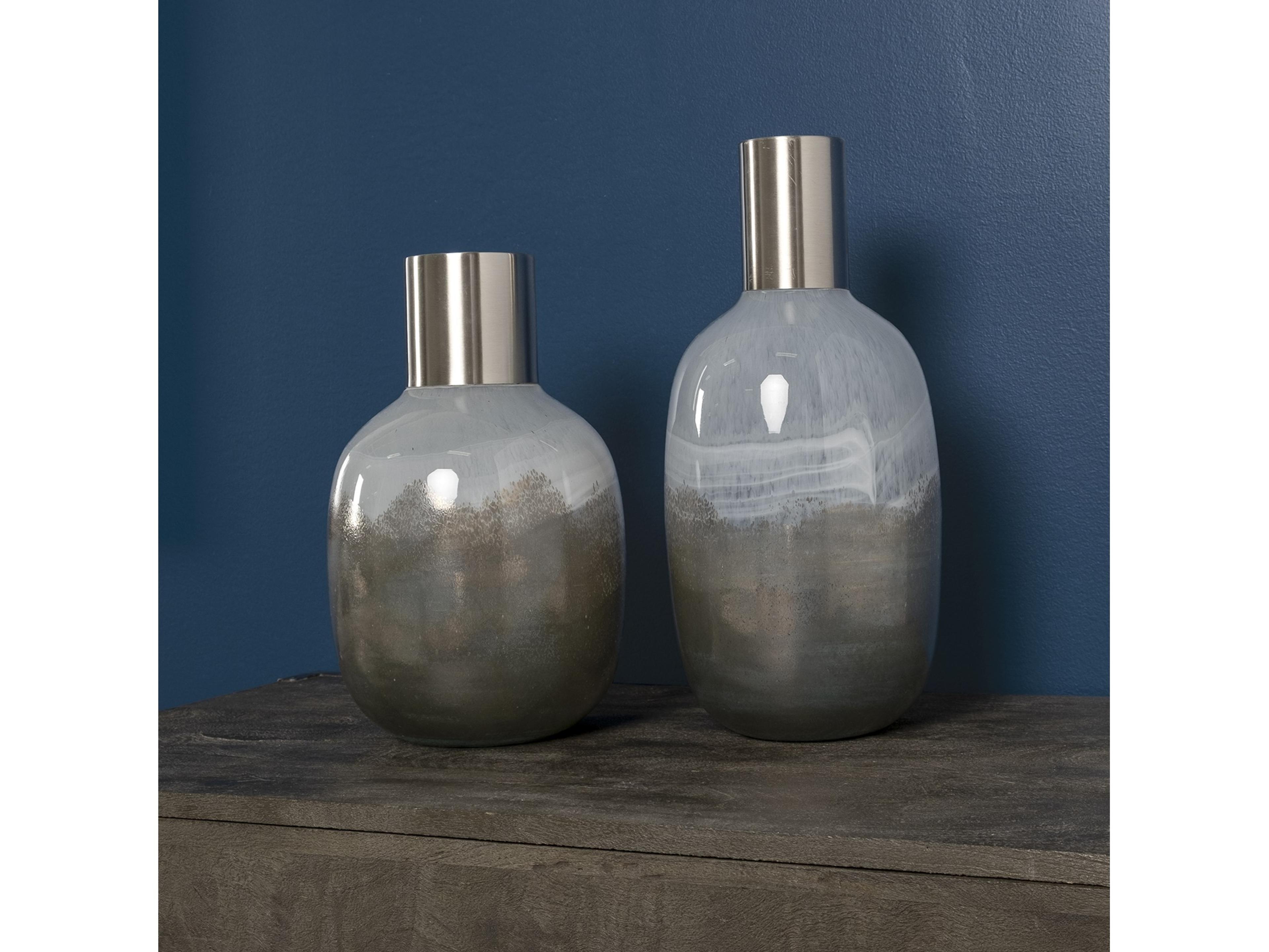 Mercana Onega II Tall Gradient Blue Glass Gourd Style Vase