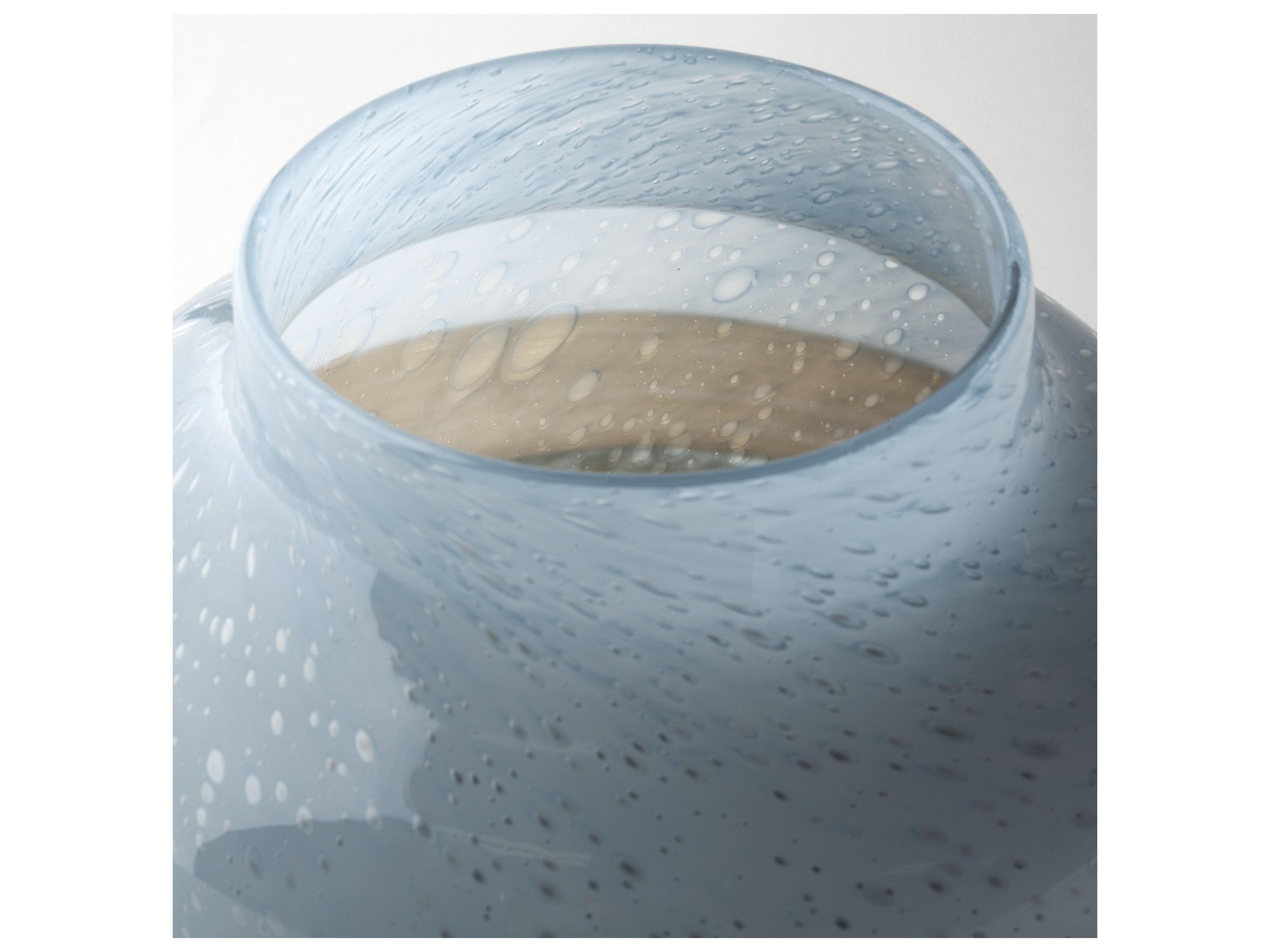 Mercana Nasser I Short Blue/Gold/Chrome Urn Style Glass Vase