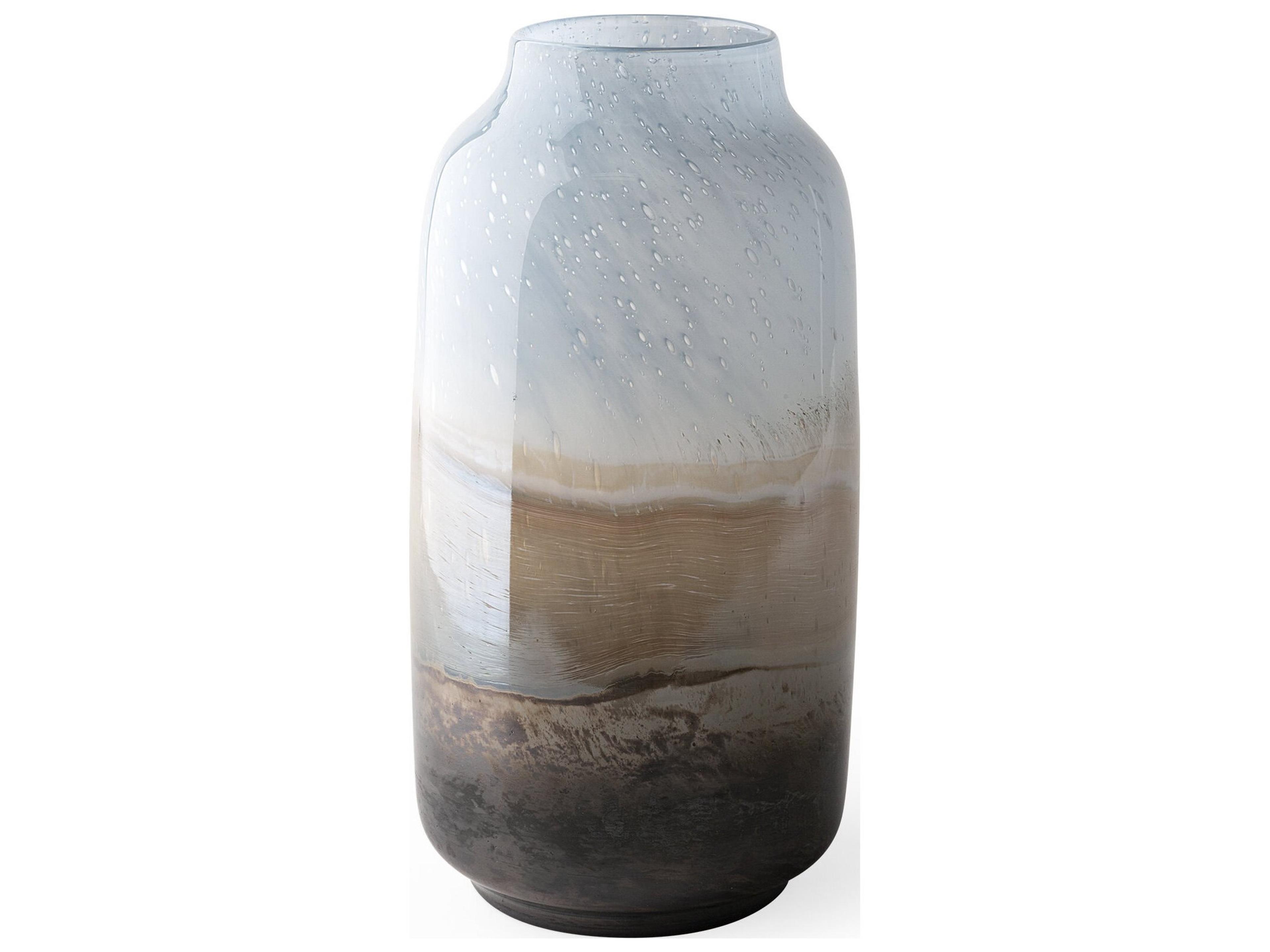 Nasser III Large Blue/Gold/Chrome Urn Style Glass Vase