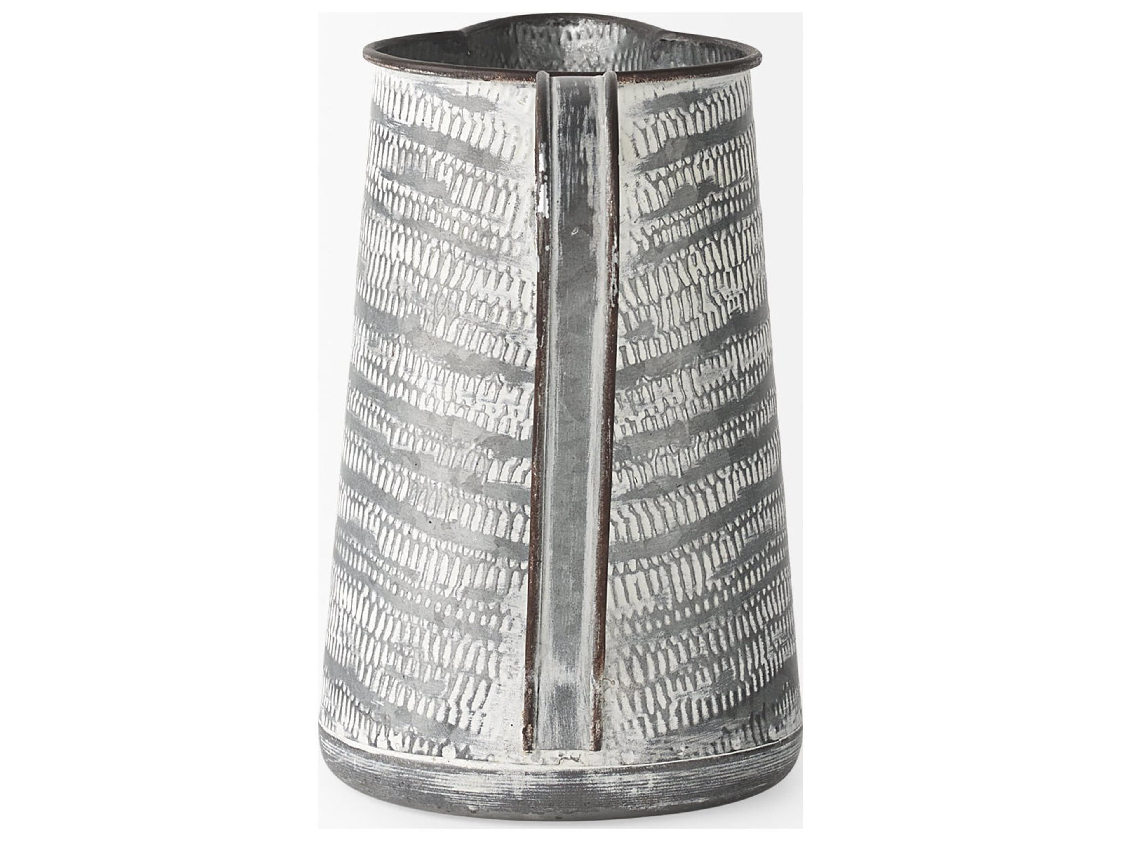 Mercana Serena I 8H Small Gray/White Textured Metal Jug