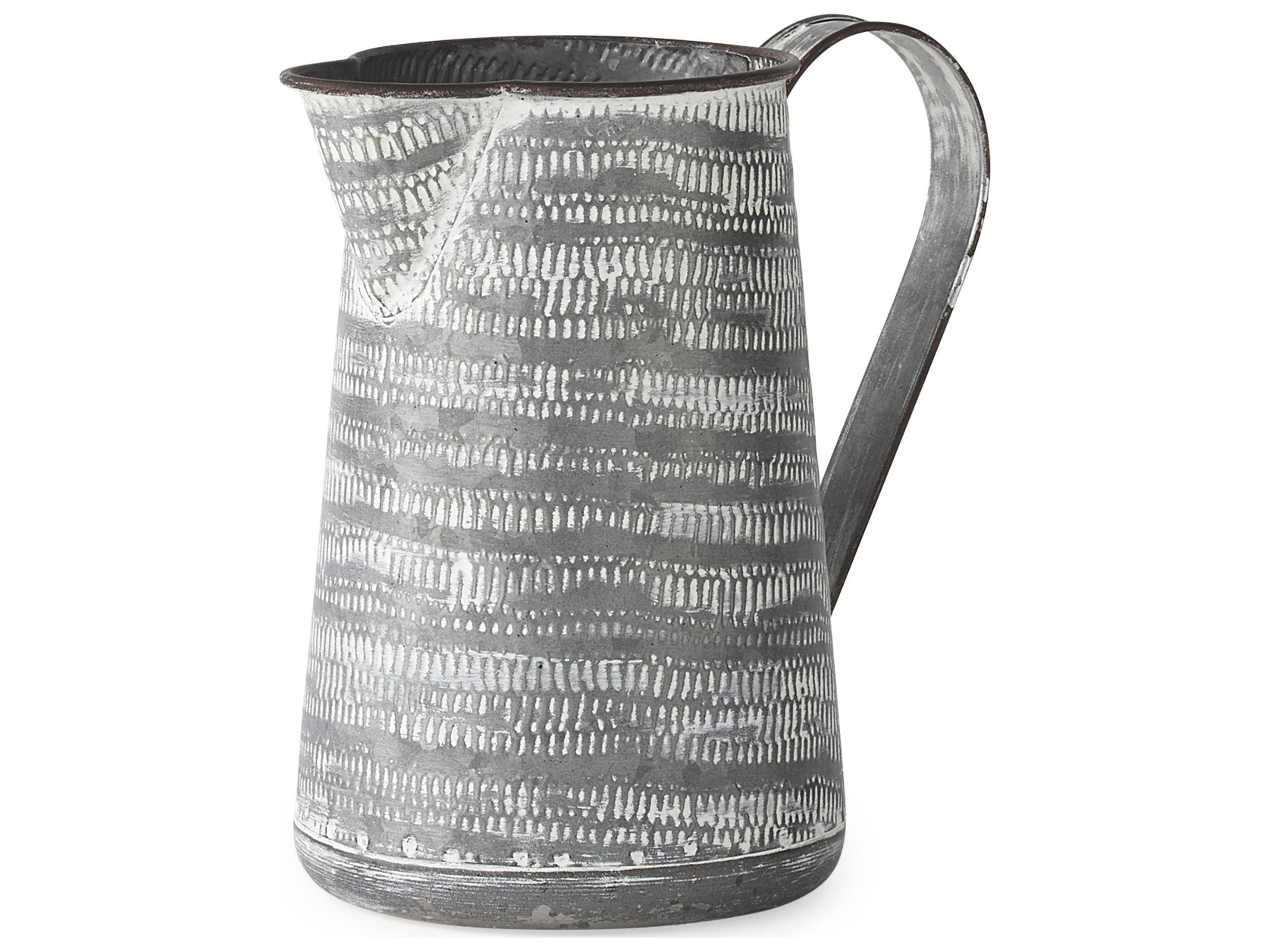 Serena I 8H Small Gray/White Textured Metal Jug