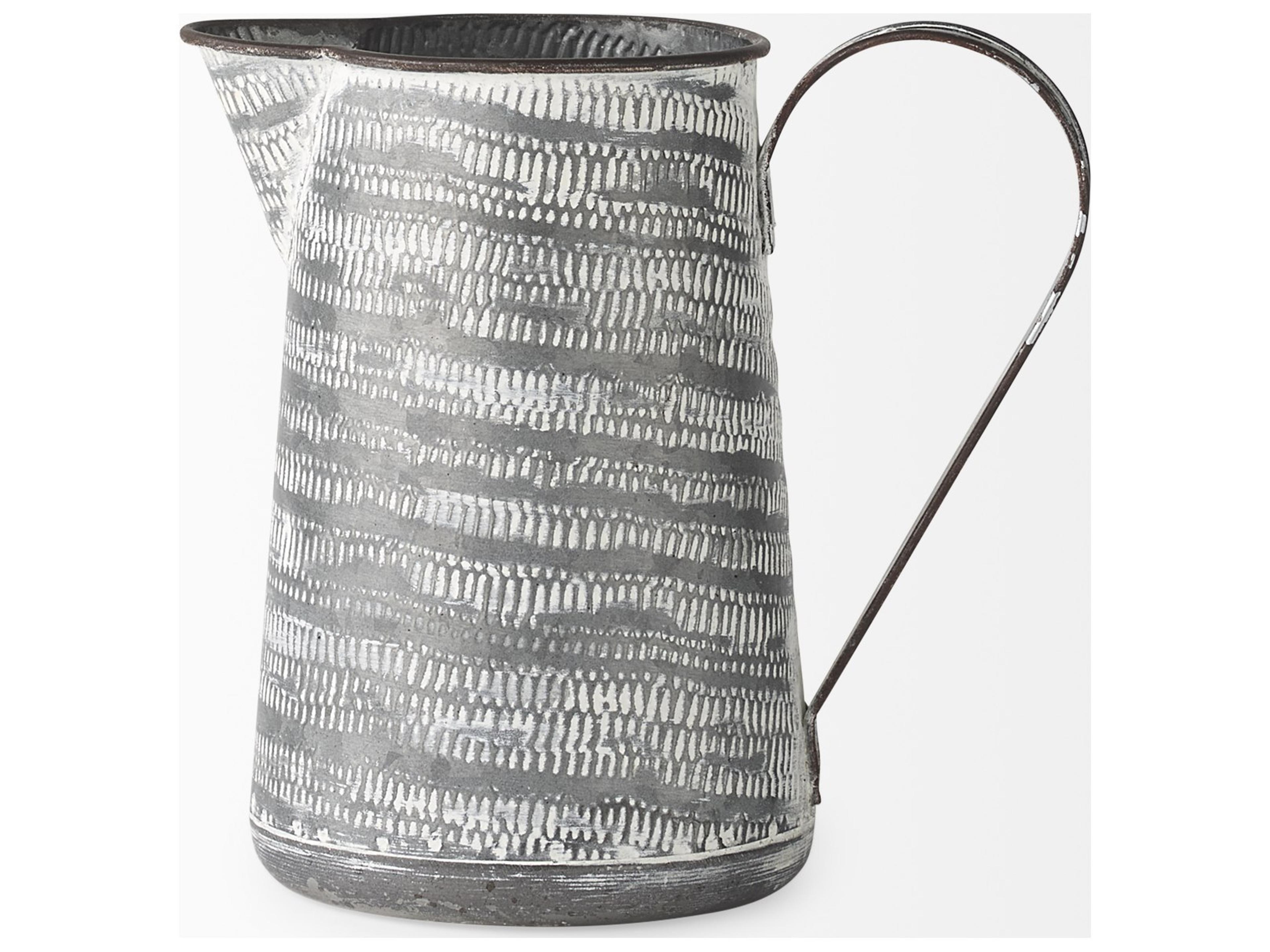 Mercana Serena I 8H Small Gray/White Textured Metal Jug