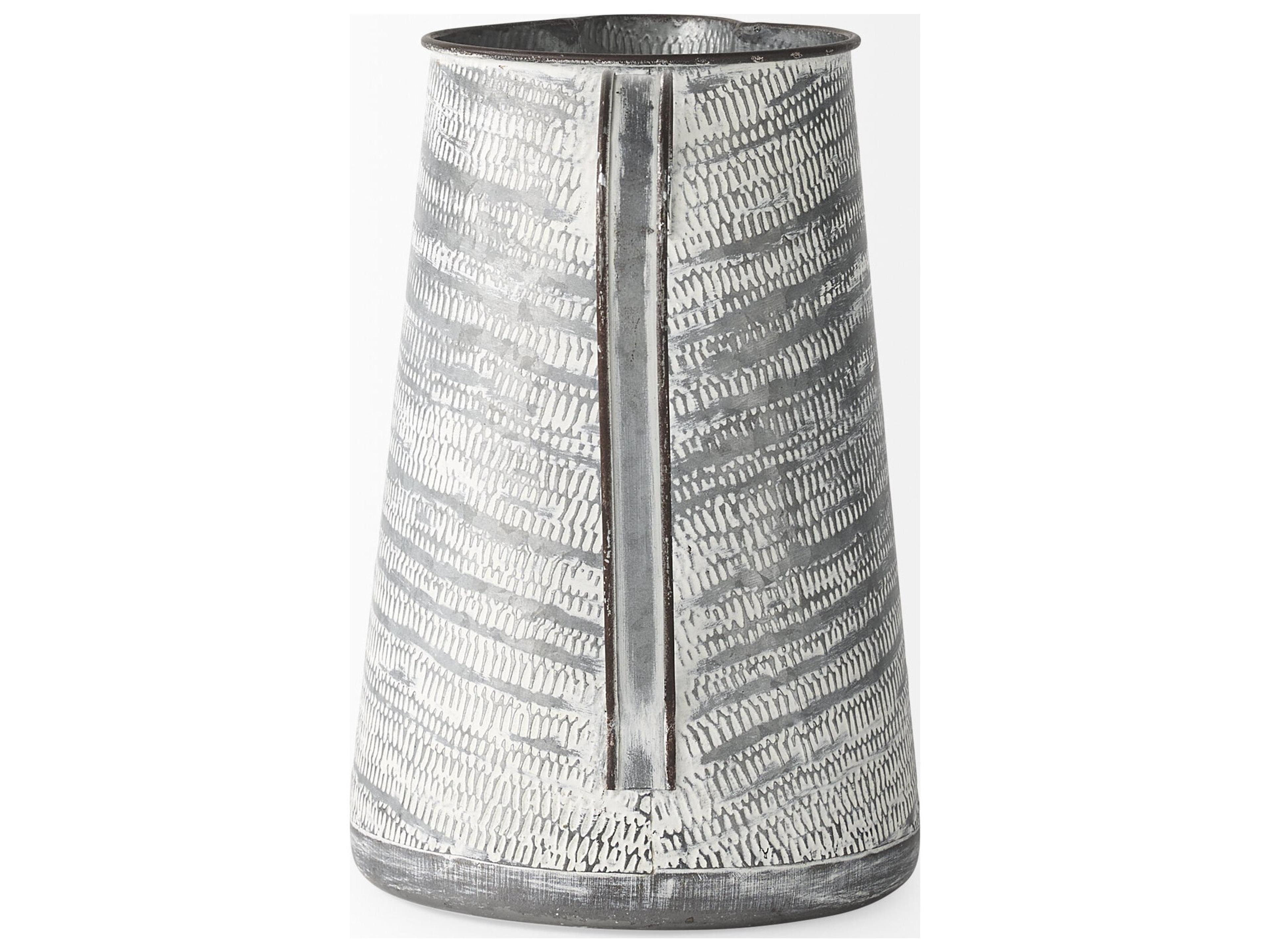 Mercana Serena II 11.2H Large Gray/White Textured Metal Jug
