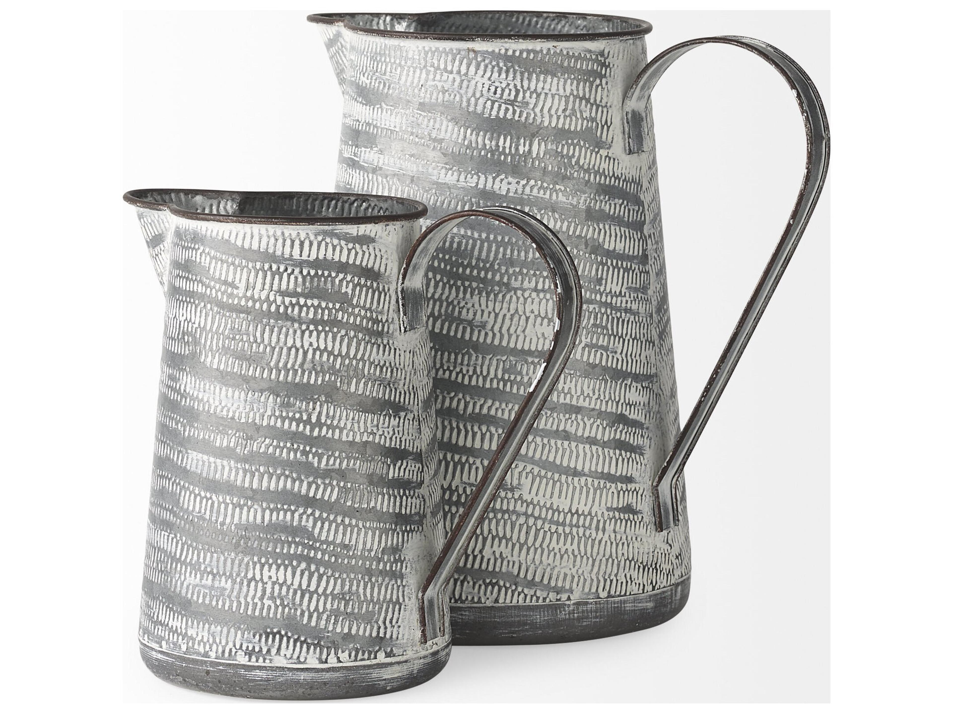 Mercana Serena II 11.2H Large Gray/White Textured Metal Jug