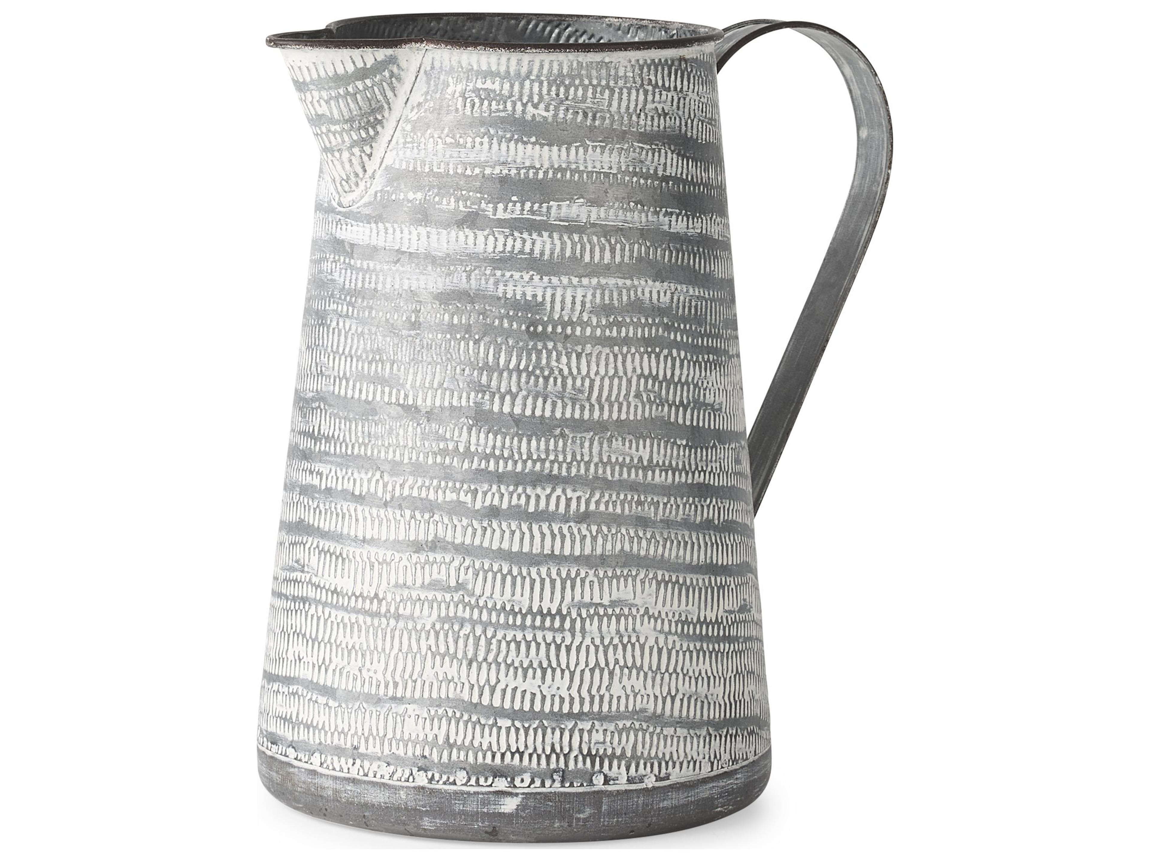 Serena II 11.2H Large Gray/White Textured Metal Jug