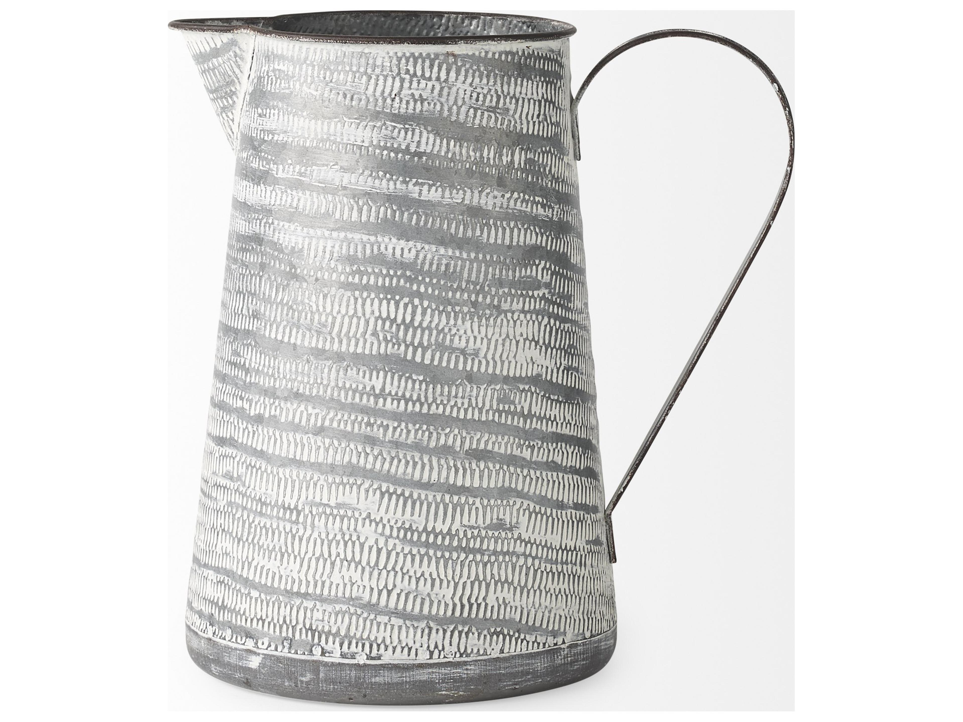 Mercana Serena II 11.2H Large Gray/White Textured Metal Jug