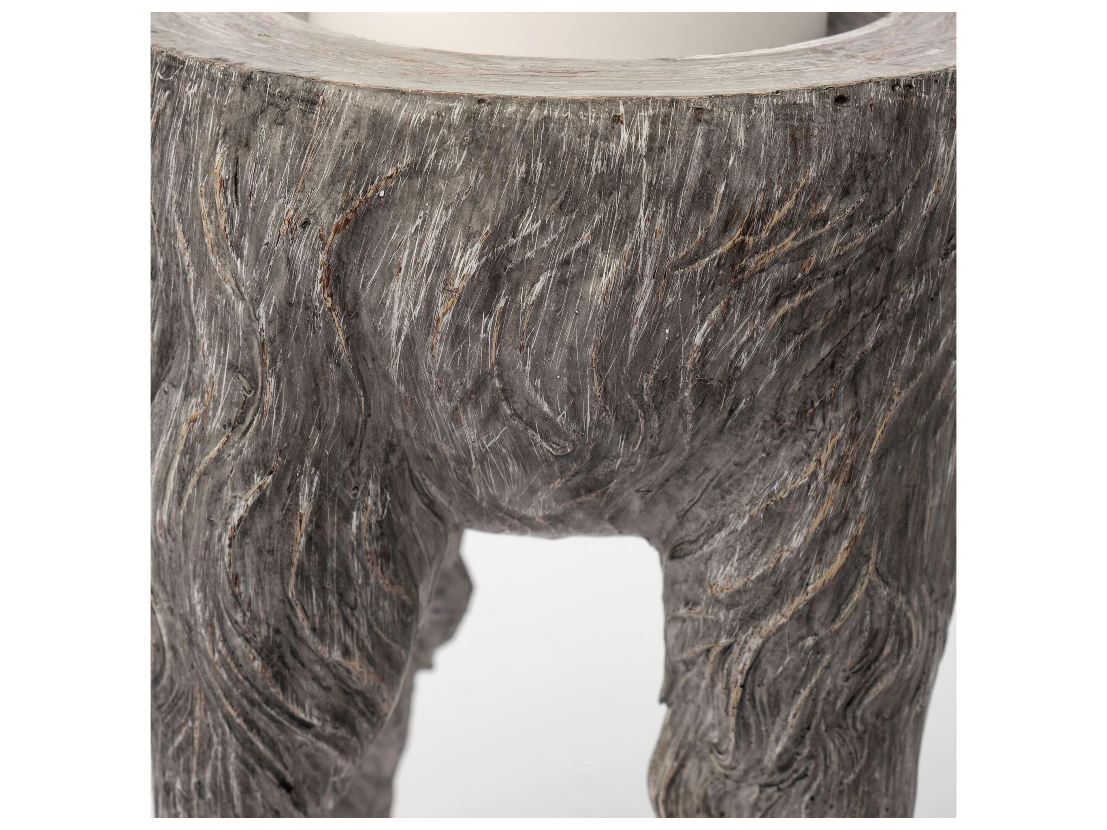 Mercana Pan Small Gray Ceramic Hoofed Table Candle Holder