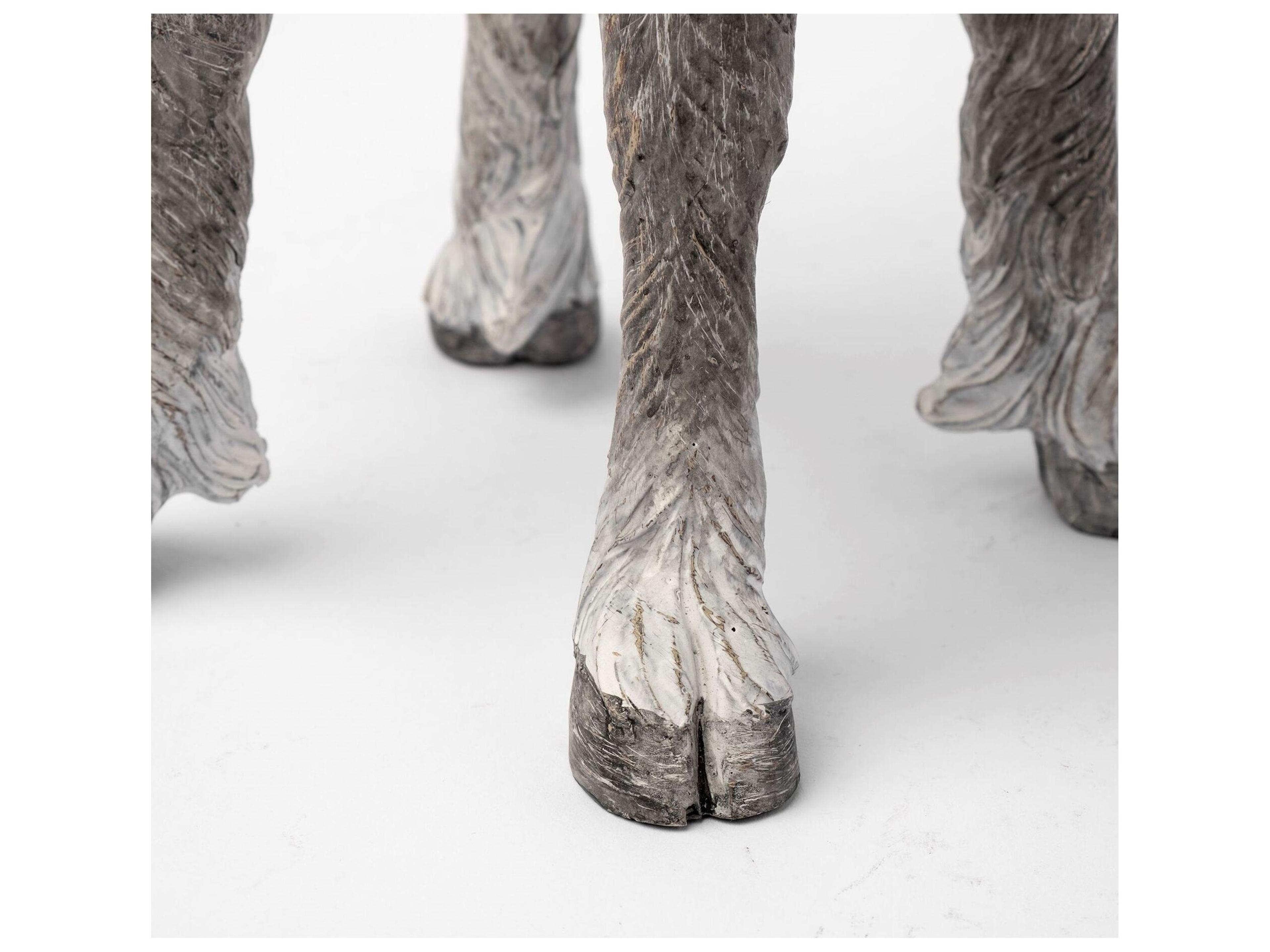 Mercana Pan Large Gray Ceramic Hoofed Table Candle Holder