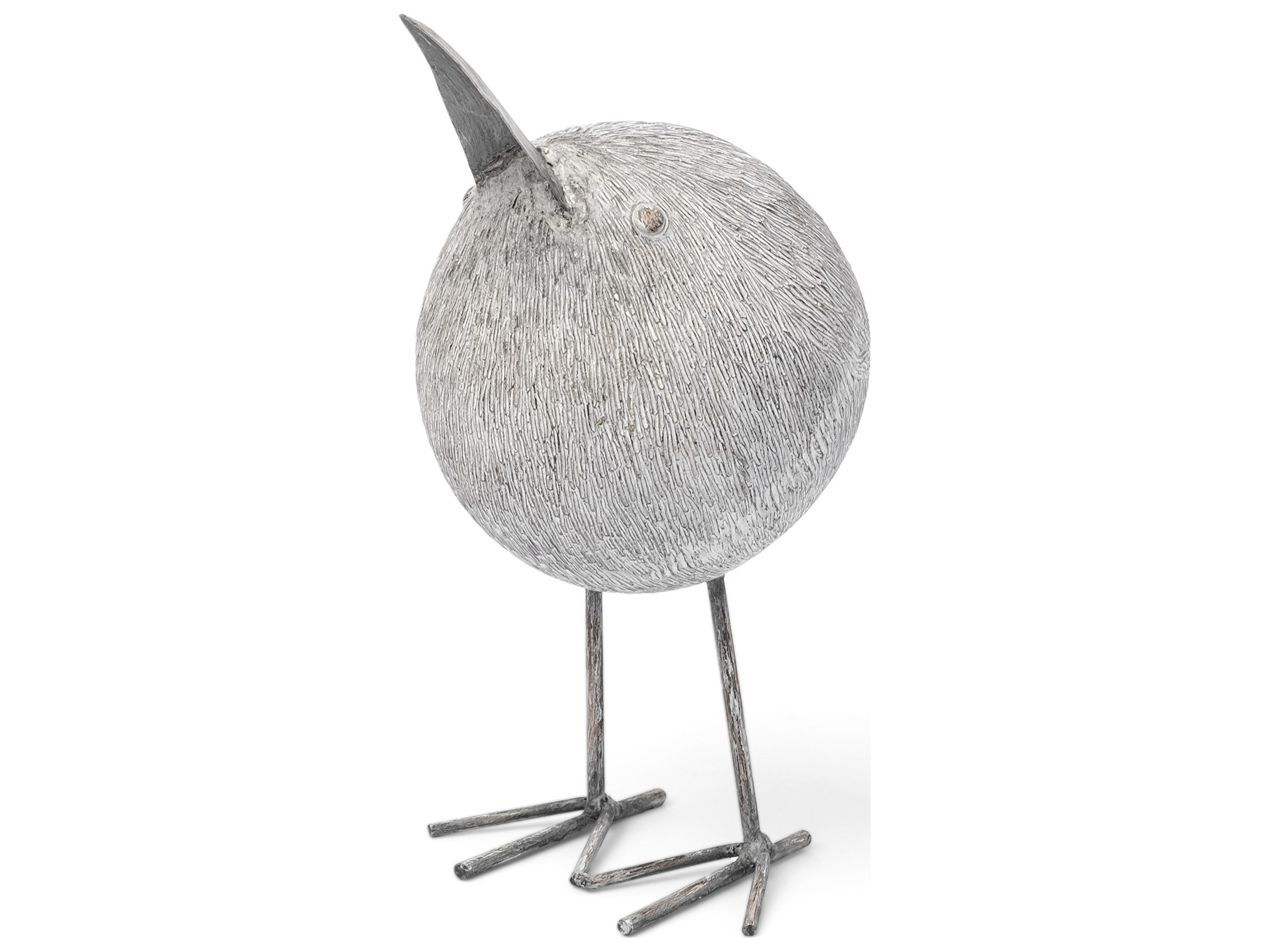 Snipe I 6L x 6W Off-White Resin Bird Ornament W/ Metal Feet