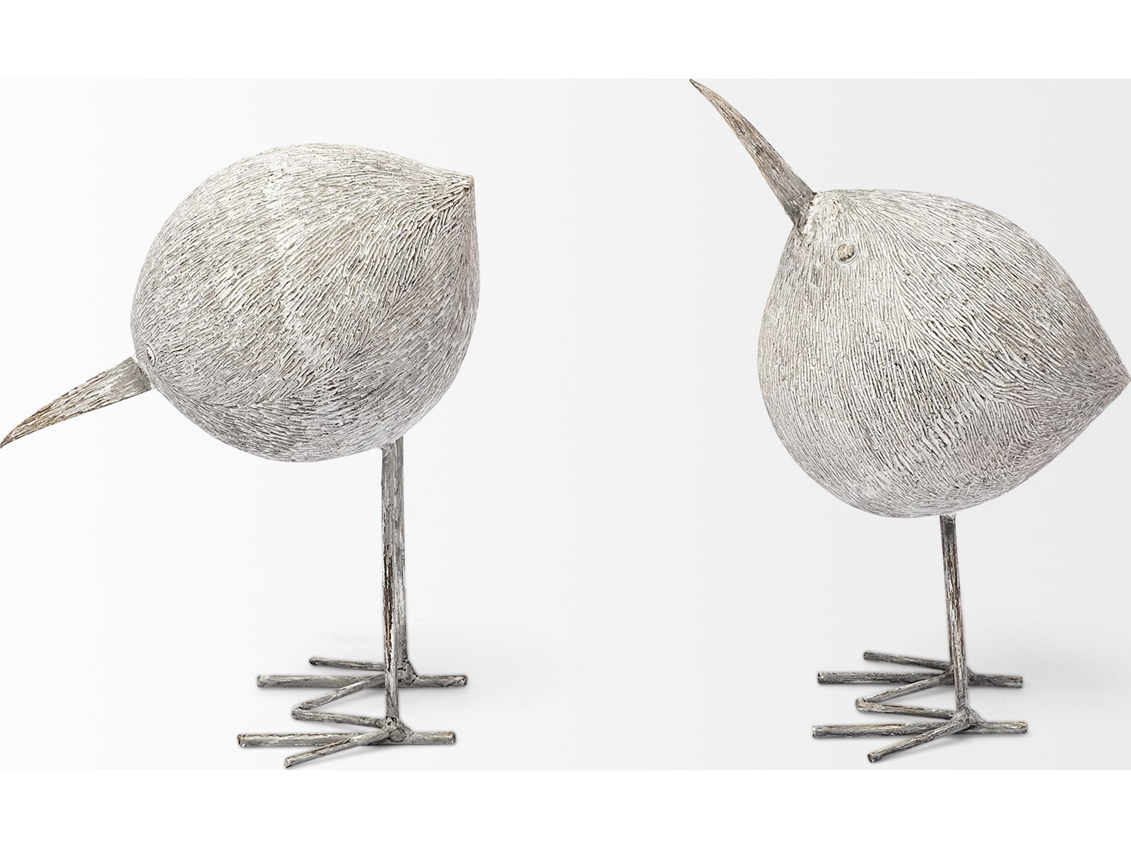 Mercana Snipe I 6L x 6W Off-White Resin Bird Ornament W/ Metal Feet