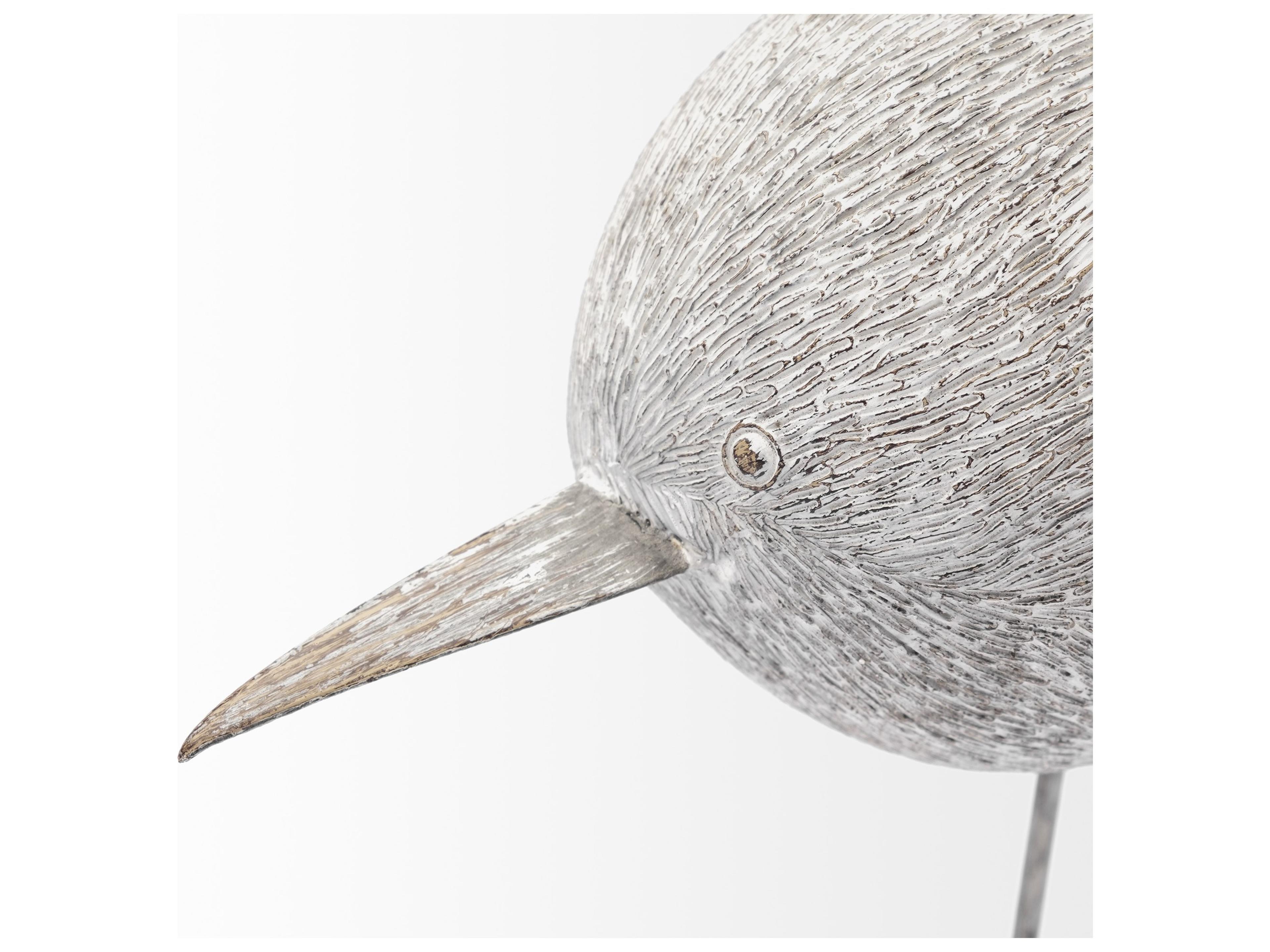 Mercana Snipe II 6L x 6W Off-White Resin Bird Ornament W/ Metal Feet