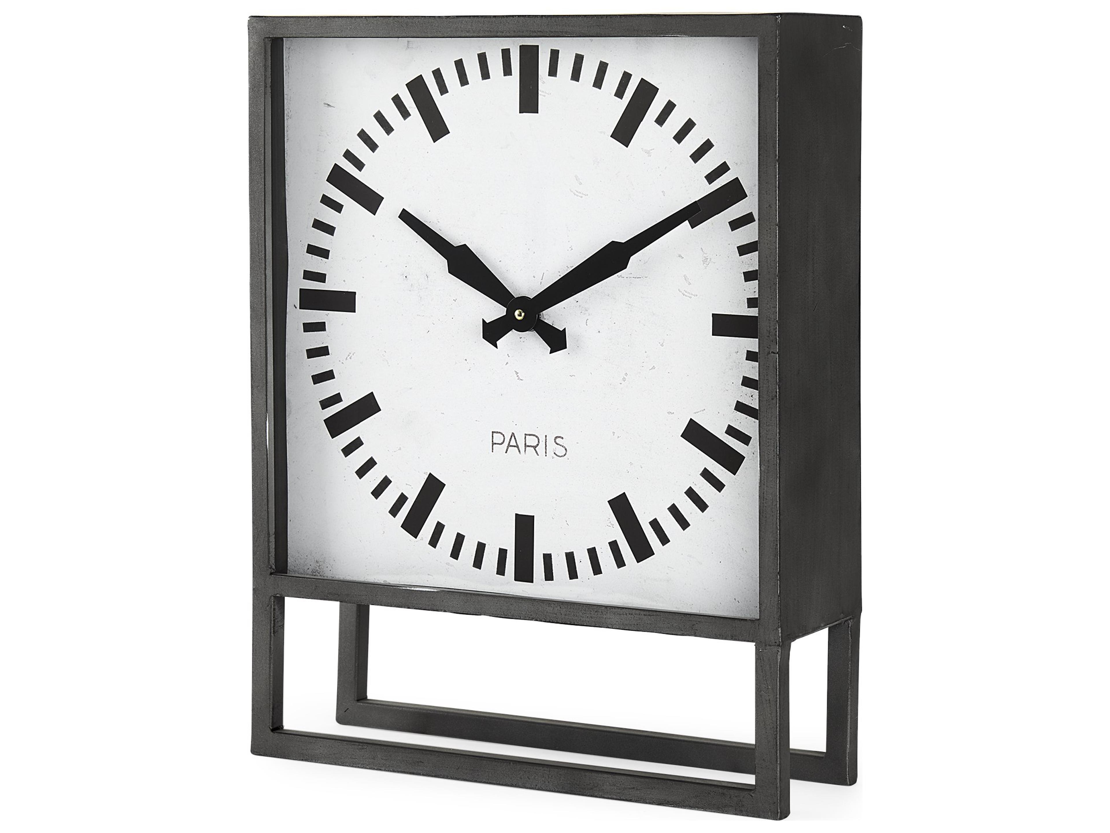 Felix Gray Metal Square Table Clock