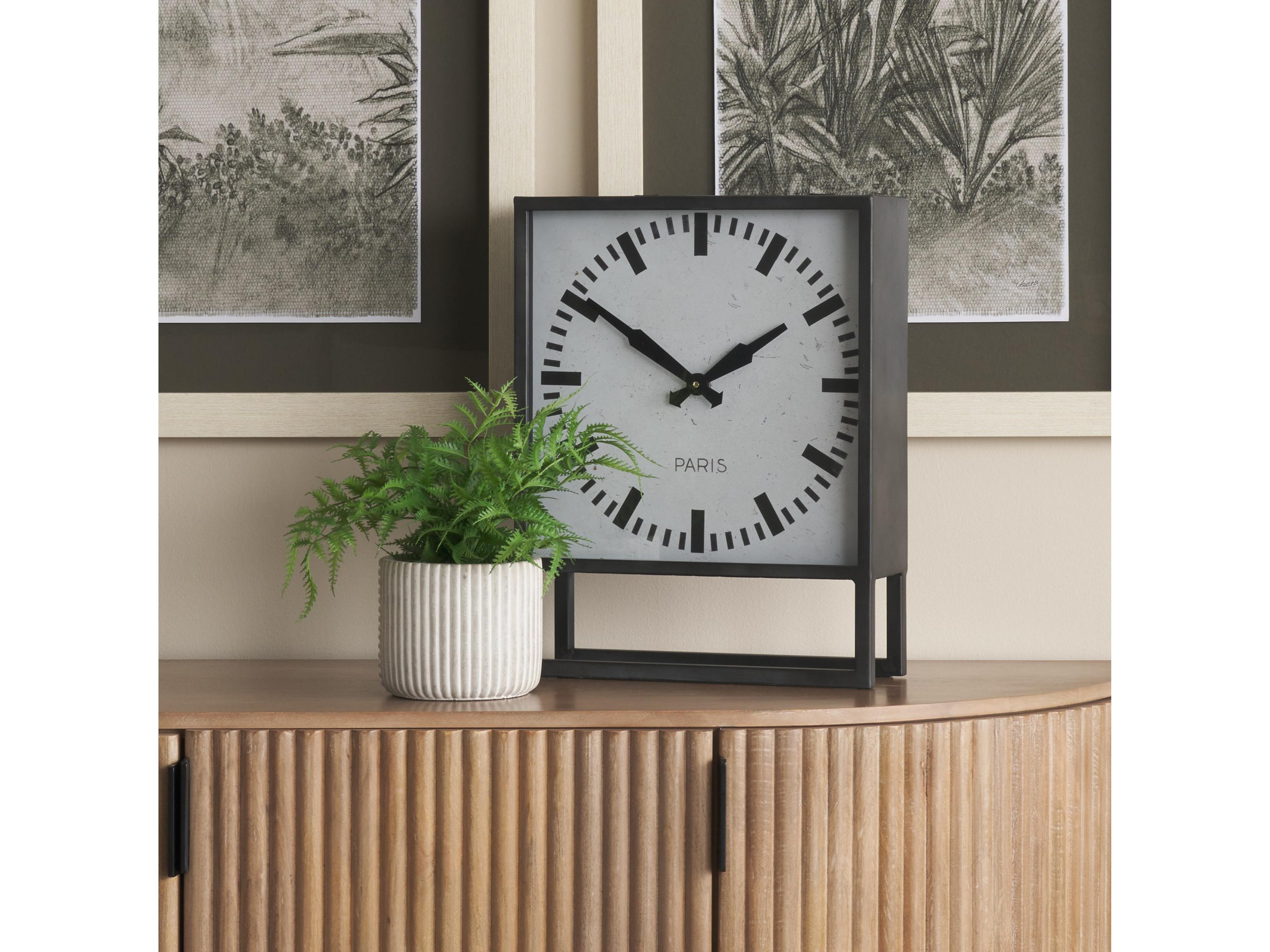 Mercana Felix Gray Metal Square Table Clock