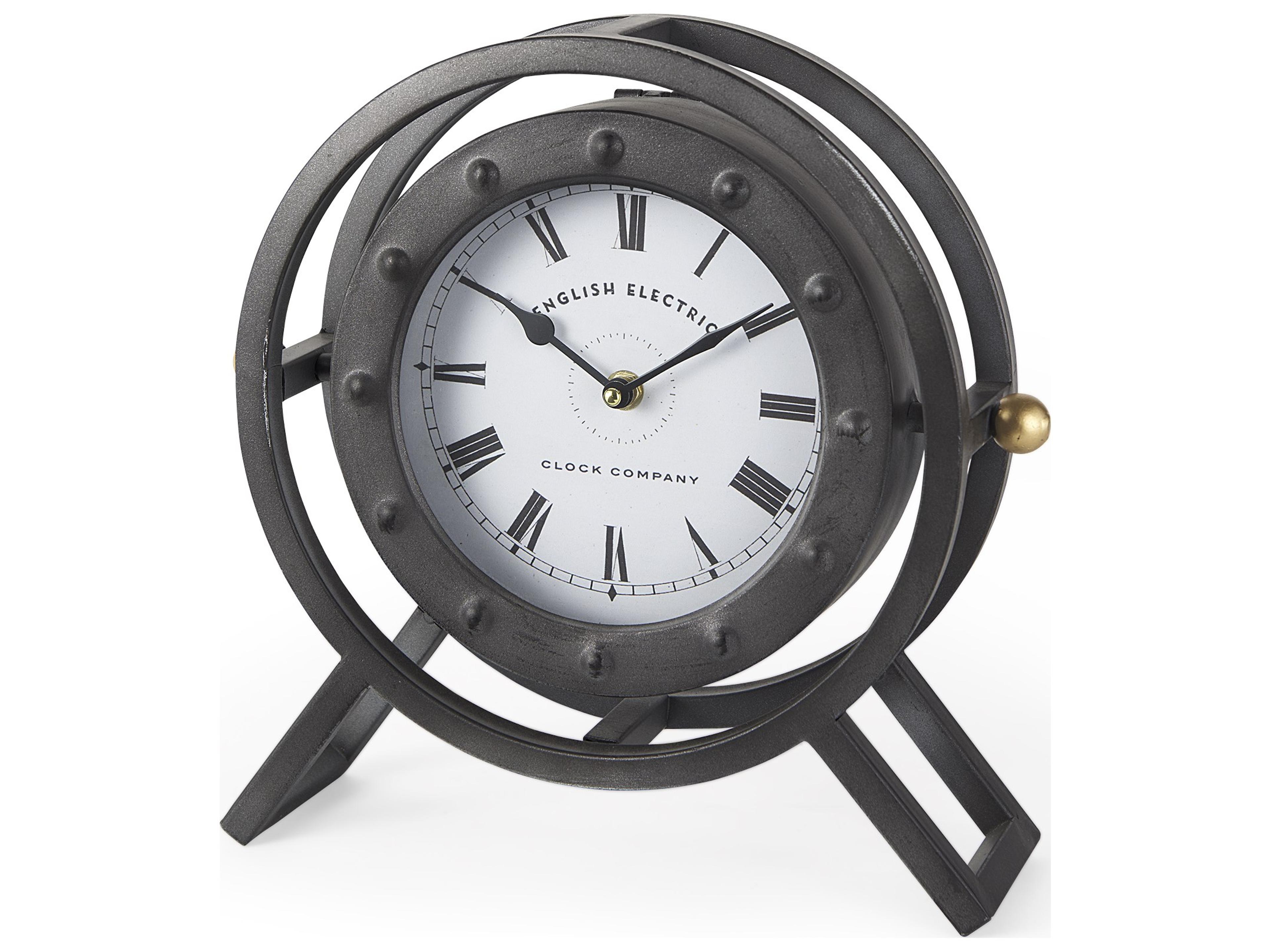 Gaston Gray Metal Circular Table Clock
