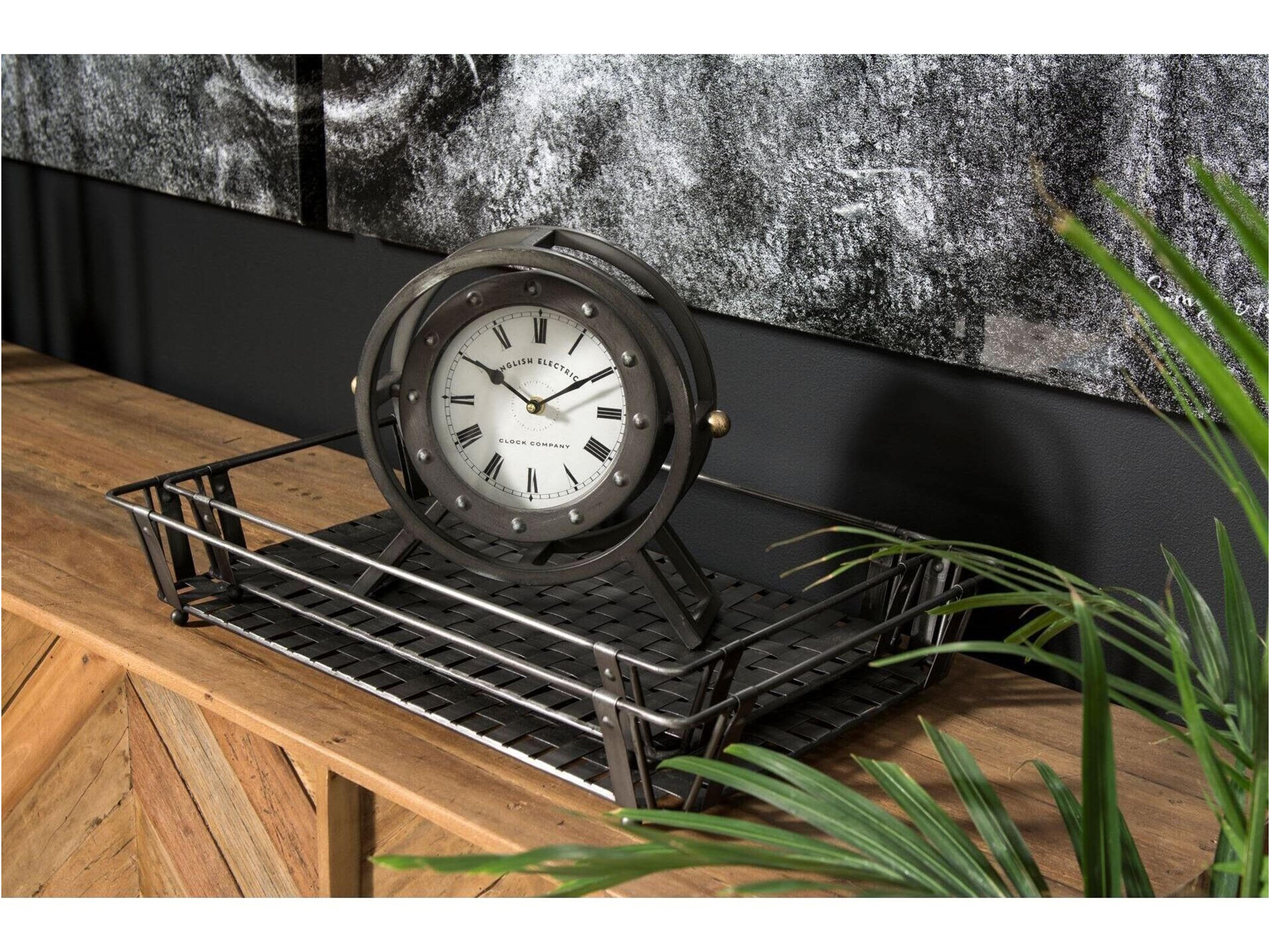 Mercana Gaston Gray Metal Circular Table Clock