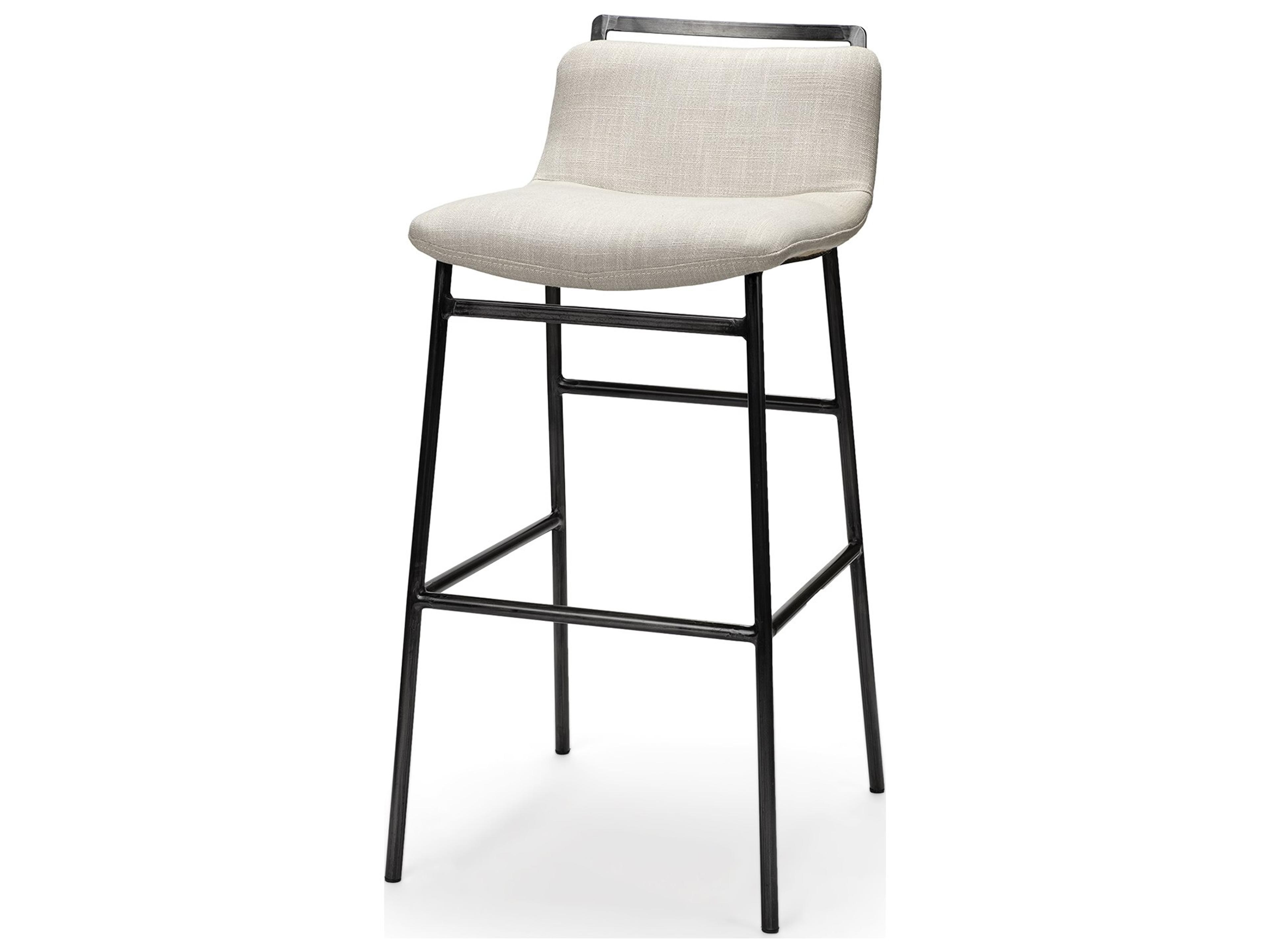 Kavalan 33.5" Total Height Beige Upholstered Seat Gray Metal Frame Counter Stool