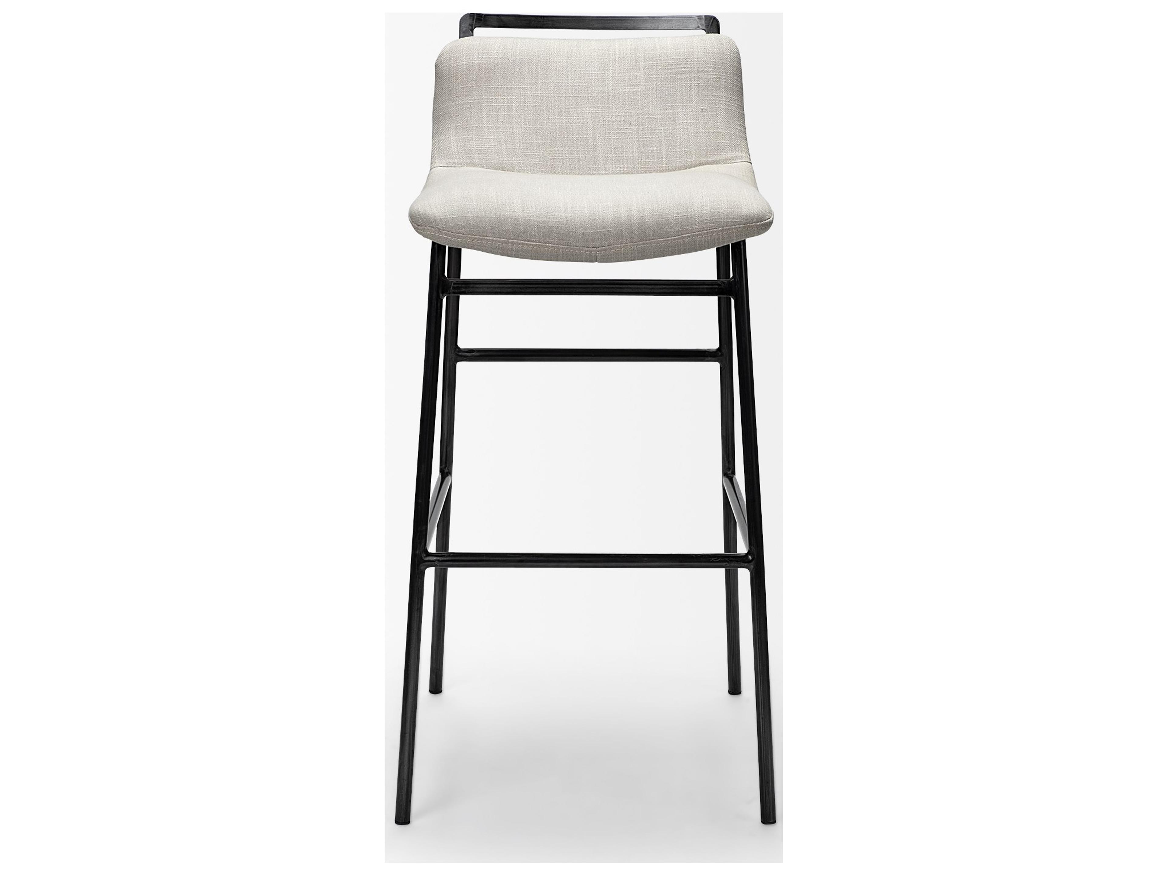 Mercana Kavalan 33.5" Total Height Beige Upholstered Seat Gray Metal Frame Counter Stool