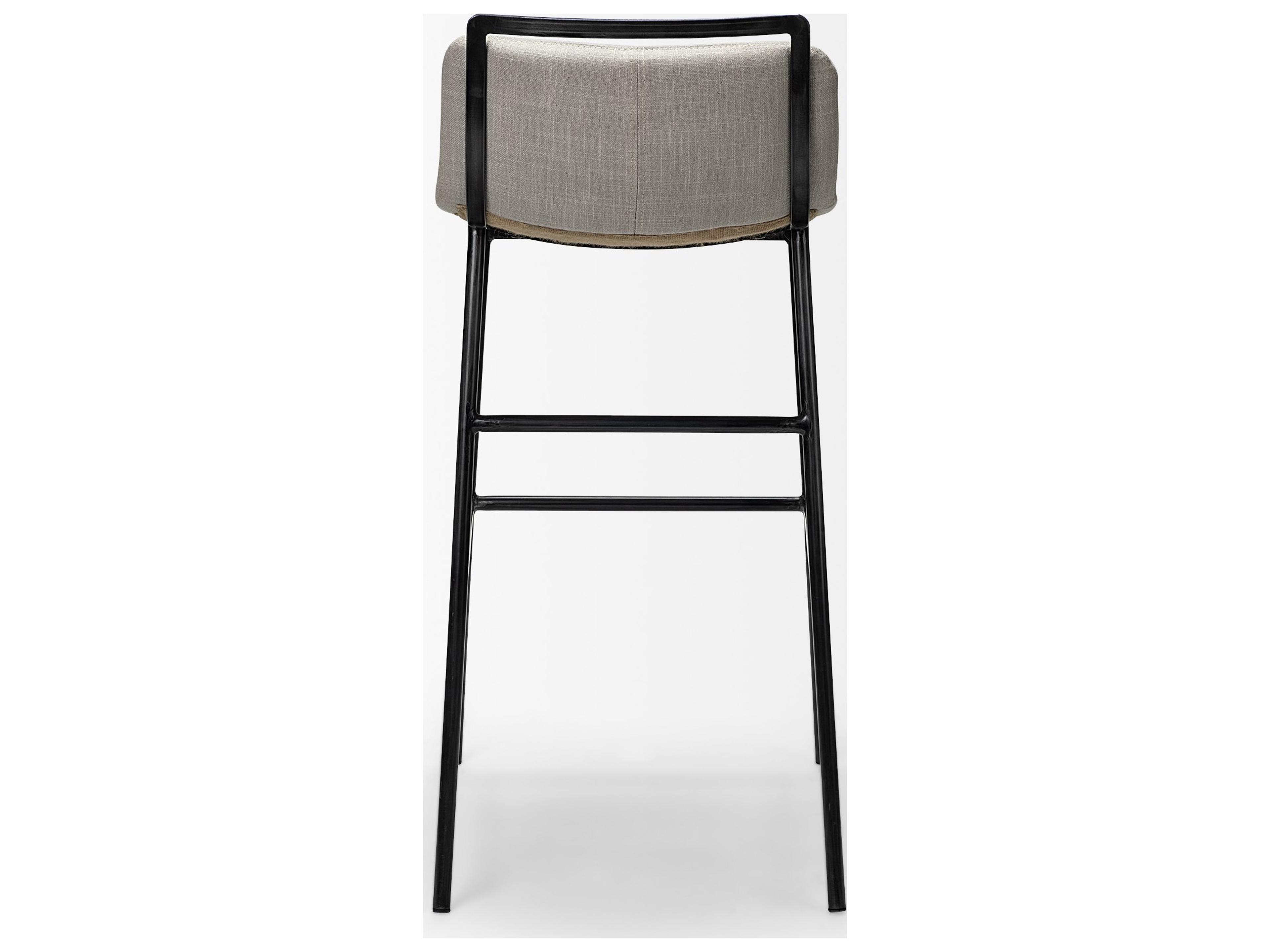 Mercana Kavalan 37.5" Total Height Beige Upholstered Seat Gray Metal Frame Bar Stool