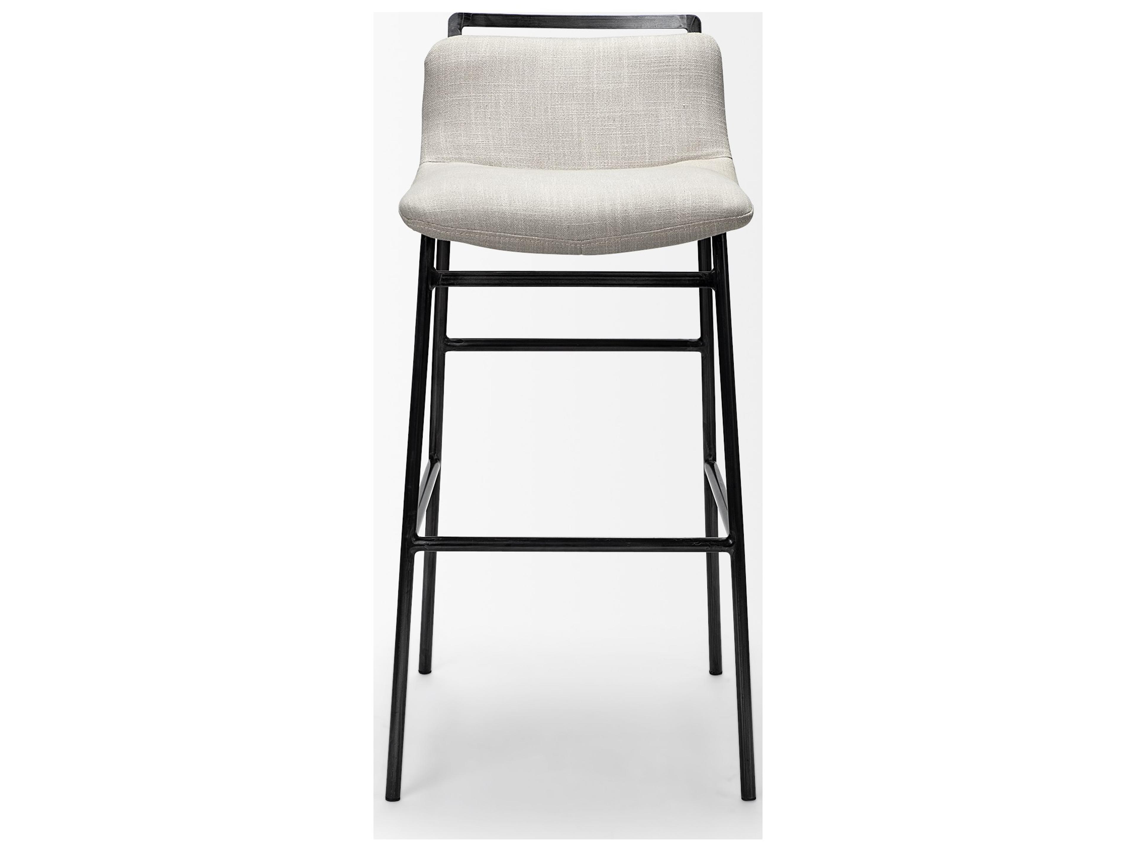 Mercana Kavalan 37.5" Total Height Beige Upholstered Seat Gray Metal Frame Bar Stool
