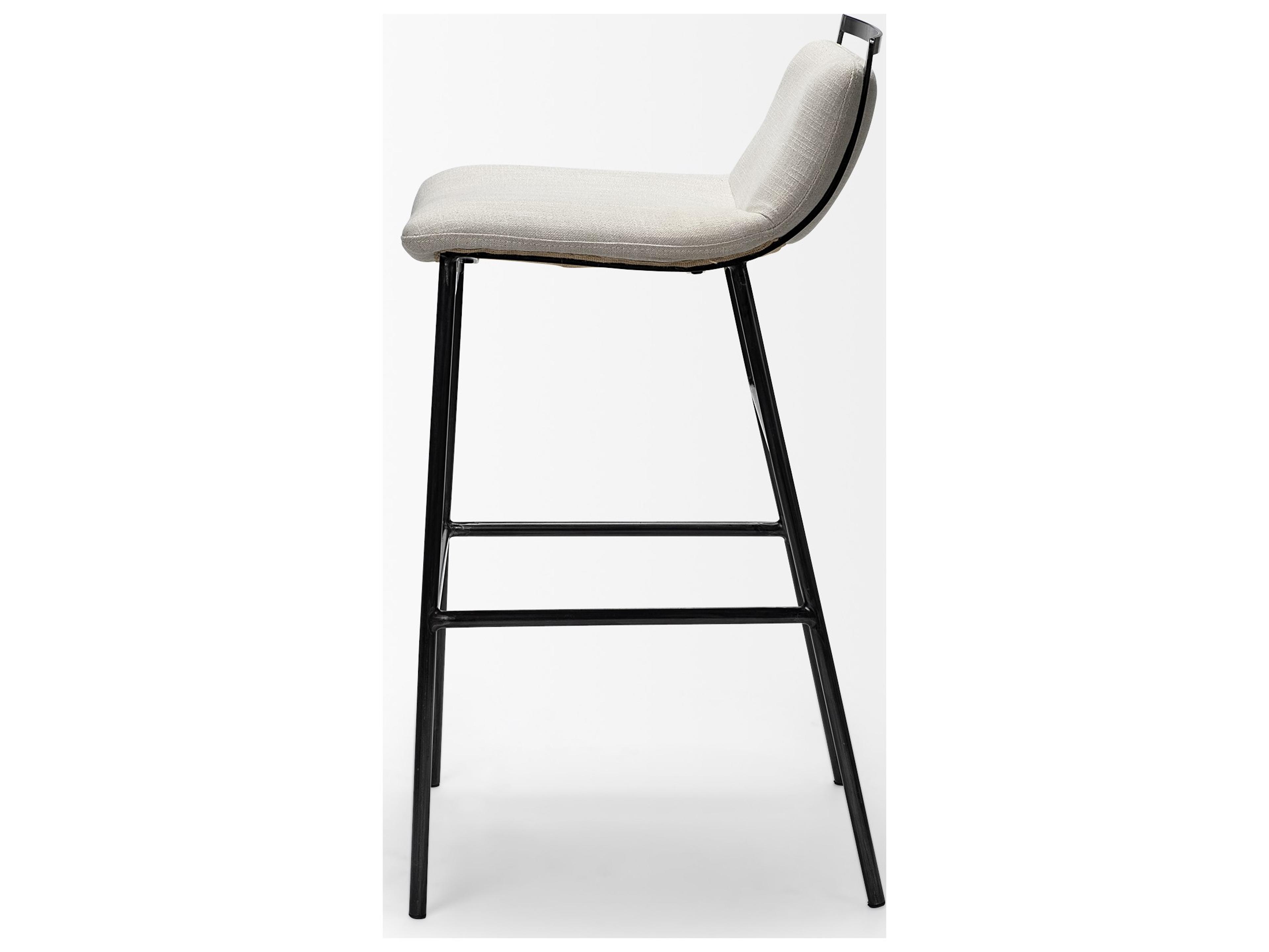 Mercana Kavalan 37.5" Total Height Beige Upholstered Seat Gray Metal Frame Bar Stool