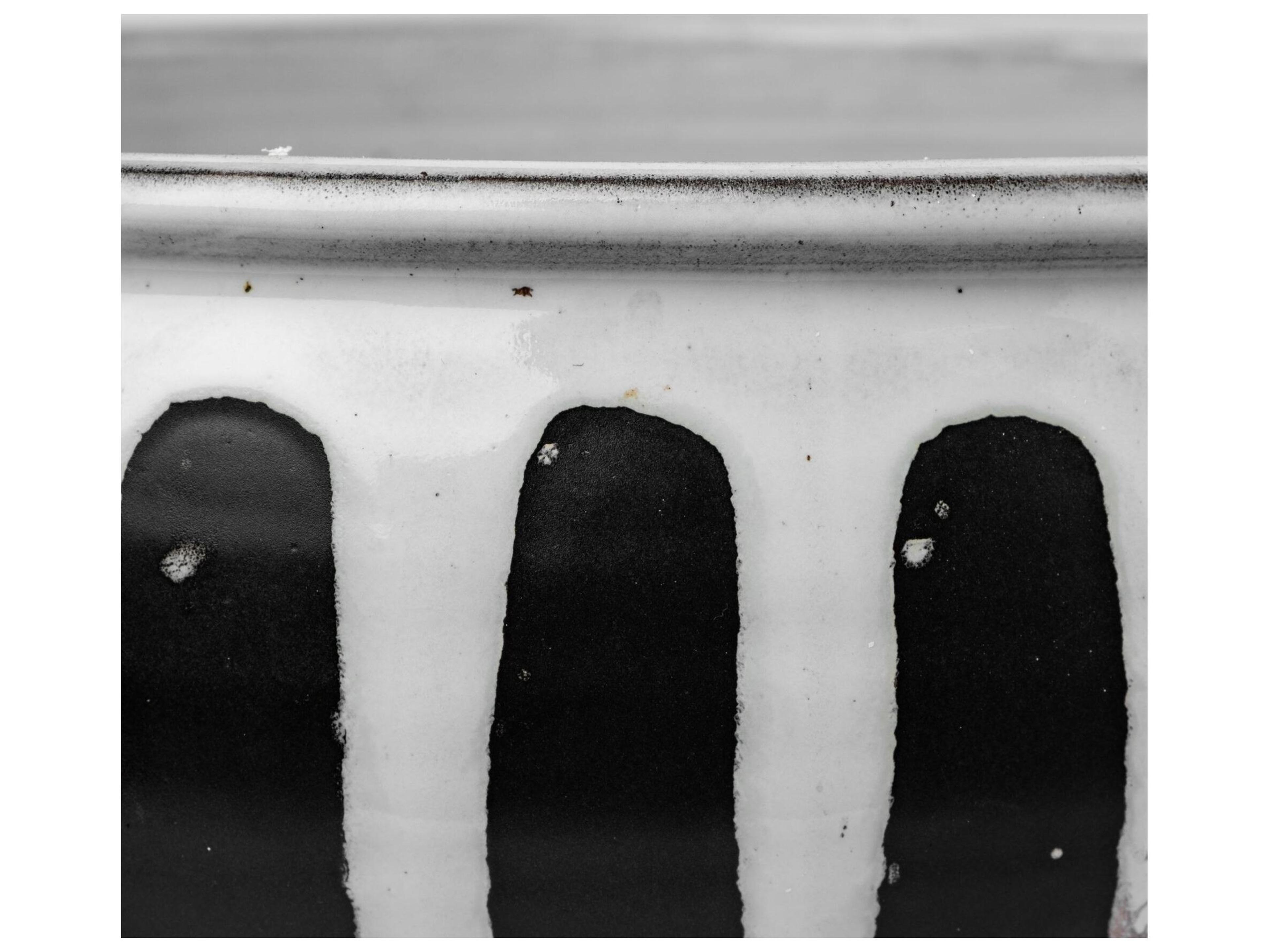 Mercana Lexington 14L x 14W White Ceramic Striped Bowl