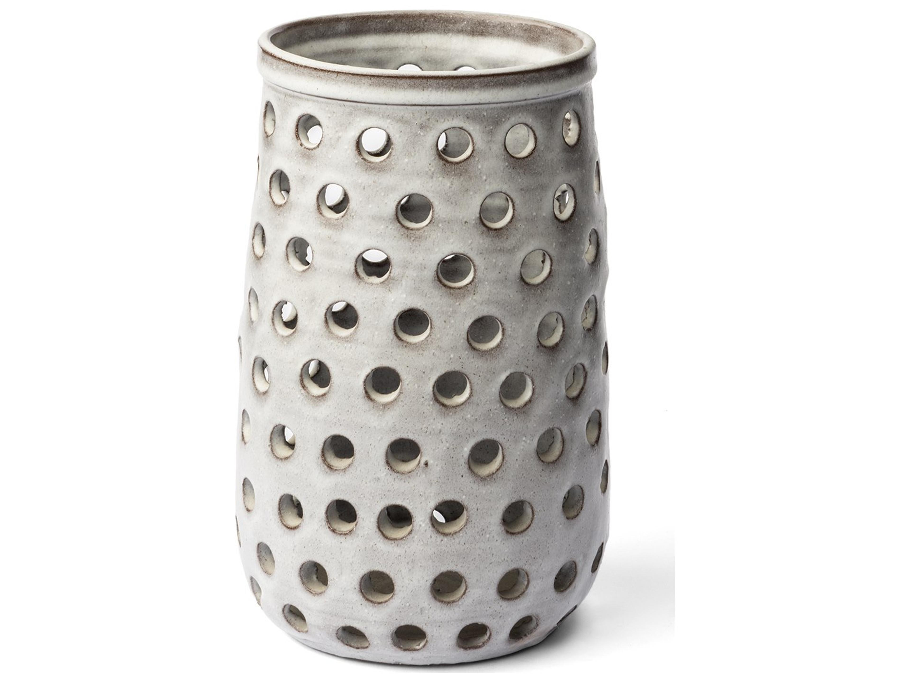 Canasta Small Rustic White Ceramic Cylindrical Vase